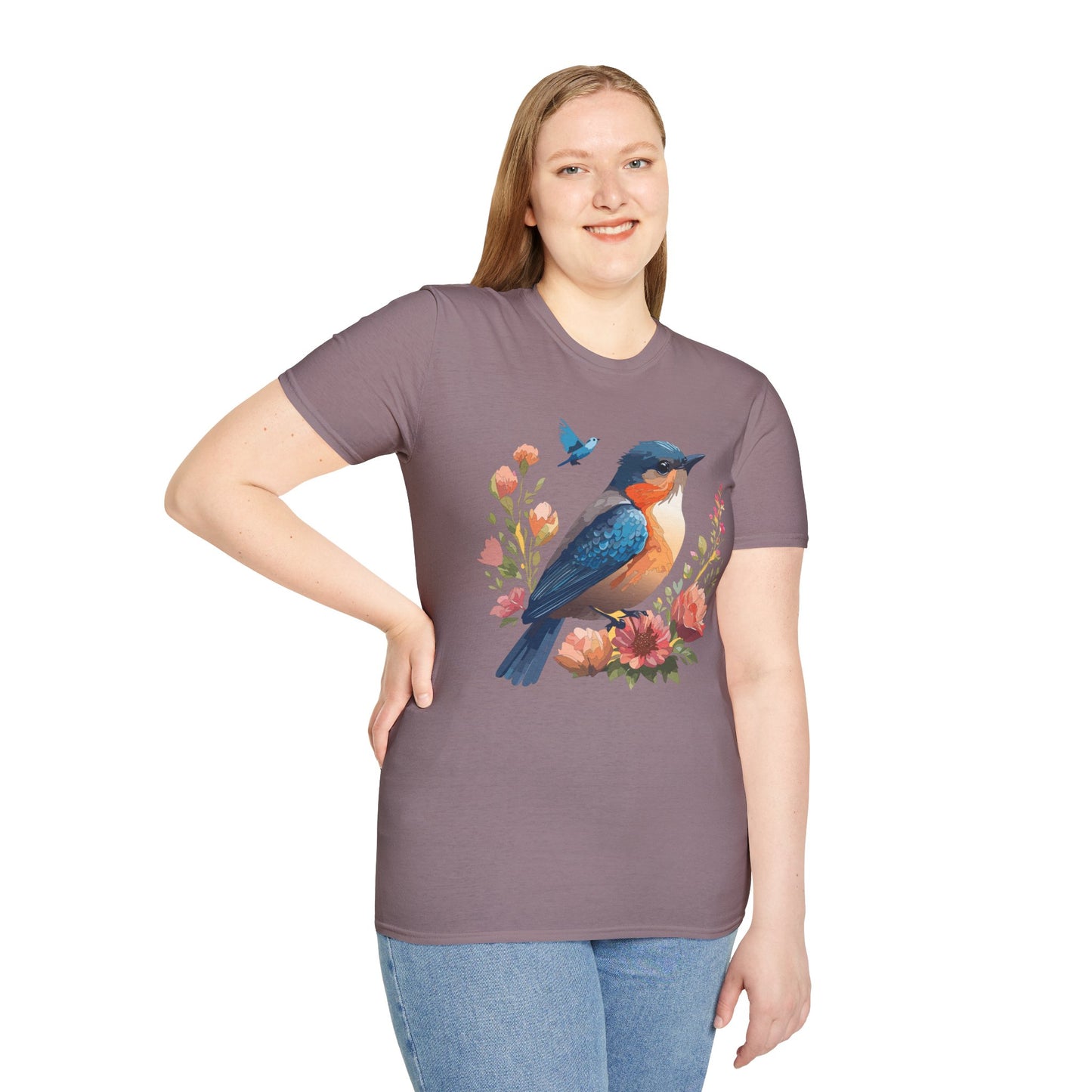 Bird T-Shirt, Floral Bird T Shirt, Shirt with Bird, Shirt with Animal