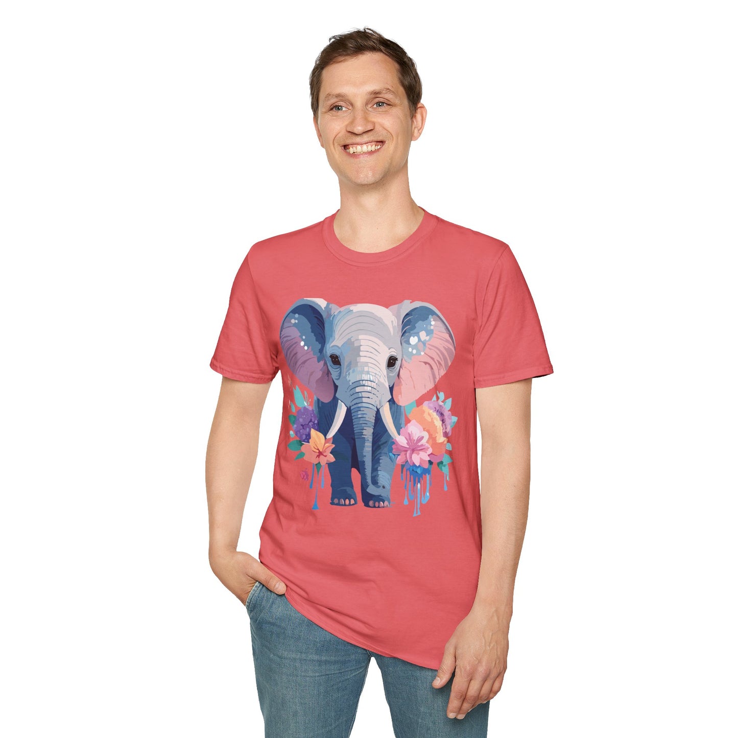 Elephant Shirt, T Shirt with Elephant, Elephant on T Shirt, T Shirt with Animation, Animals Tee Shirt