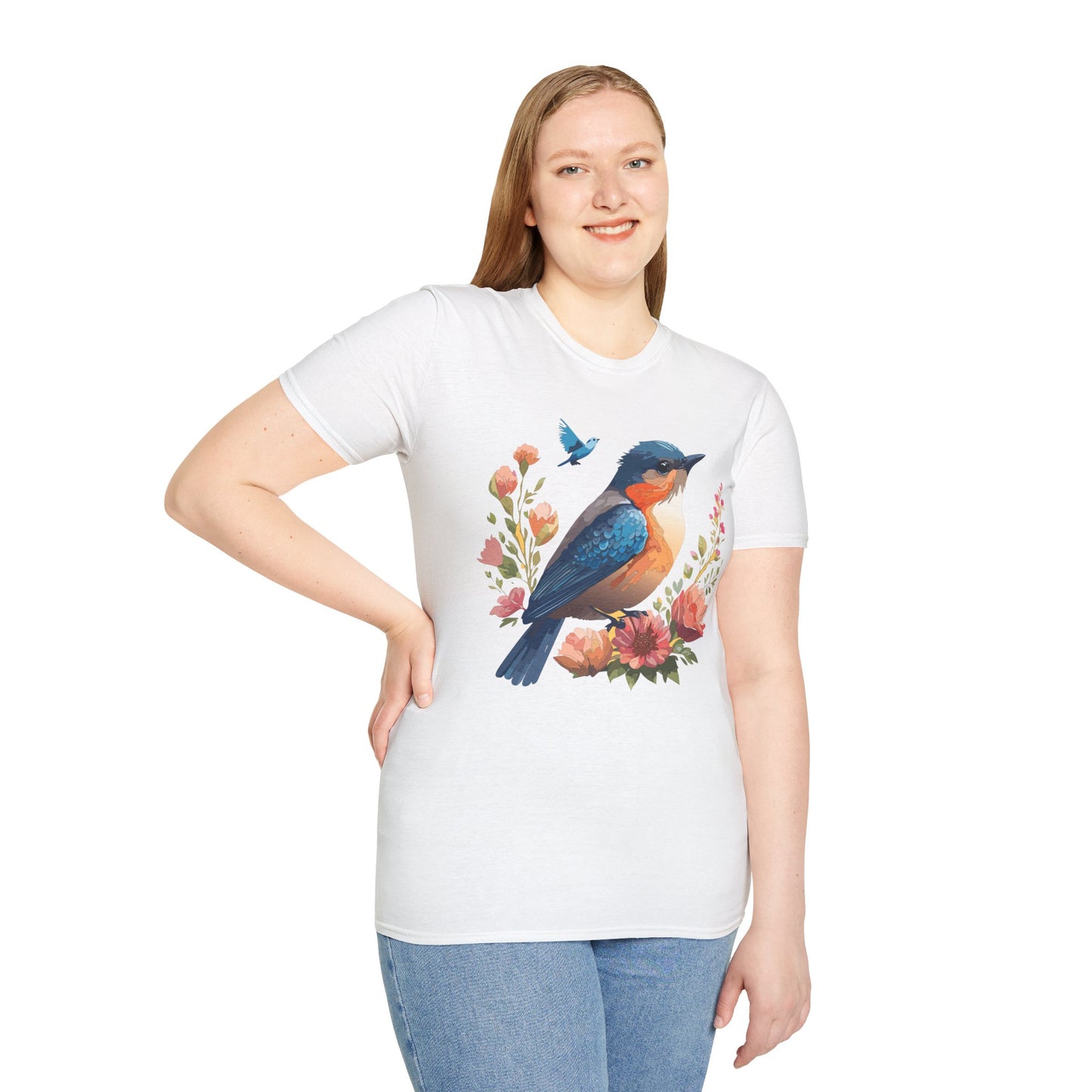 Bird T-Shirt, Floral Bird T Shirt, Shirt with Bird, Shirt with Animal