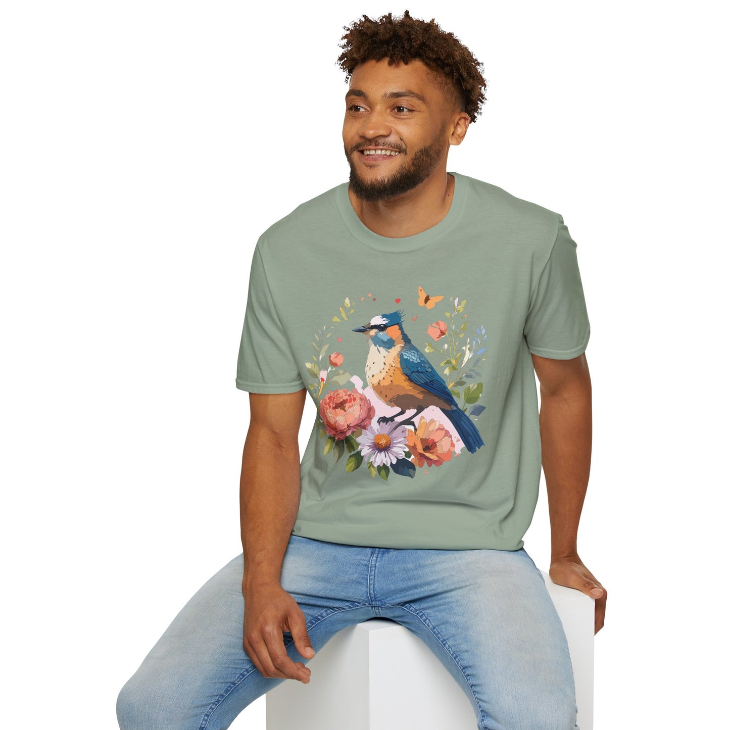 Bird T-Shirt, Floral Bird T Shirt, Shirt with Bird, Shirt with Animal