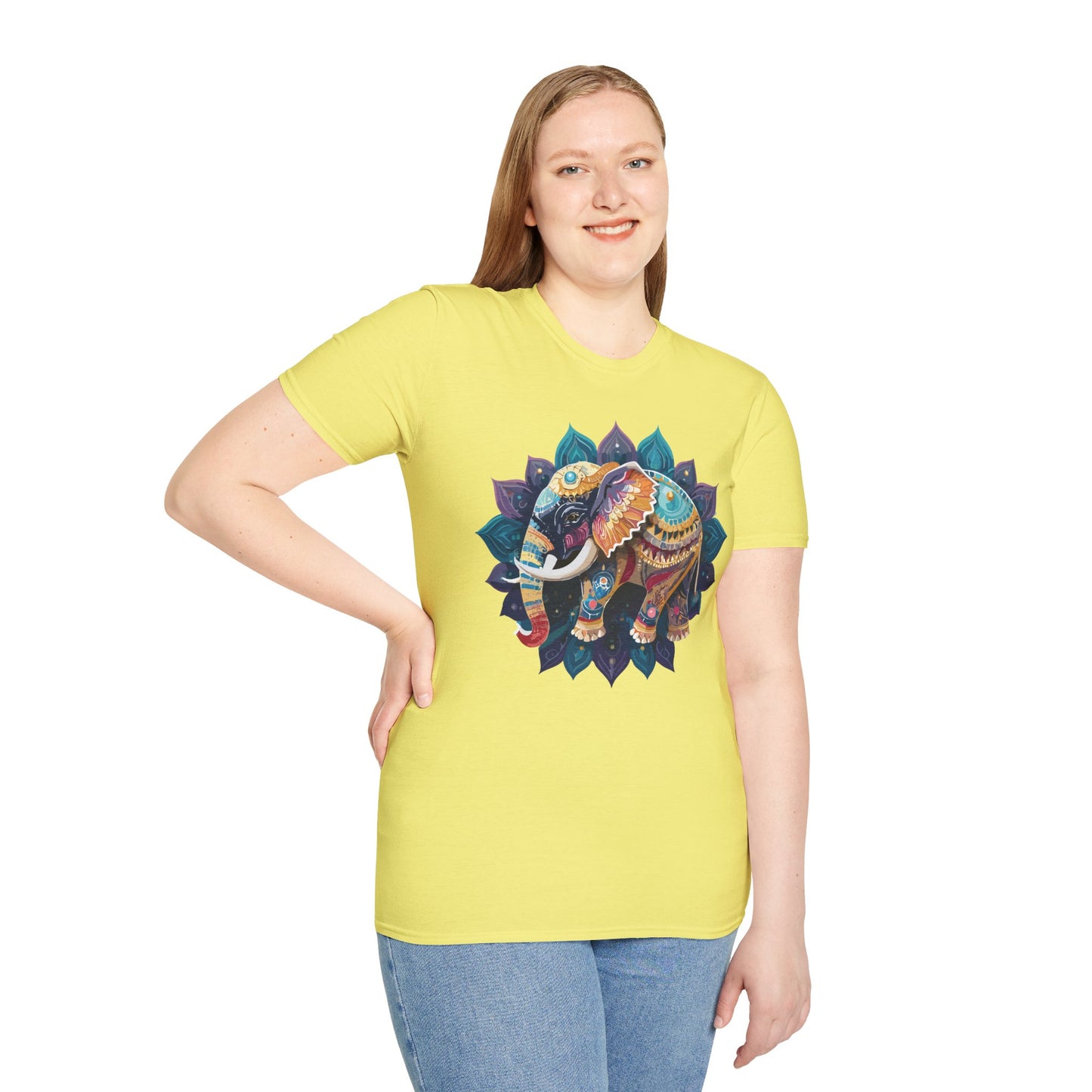 Elephant Graphic Unisex Softstyle 100 Cotton Tee With Animal Artwork Design e-6