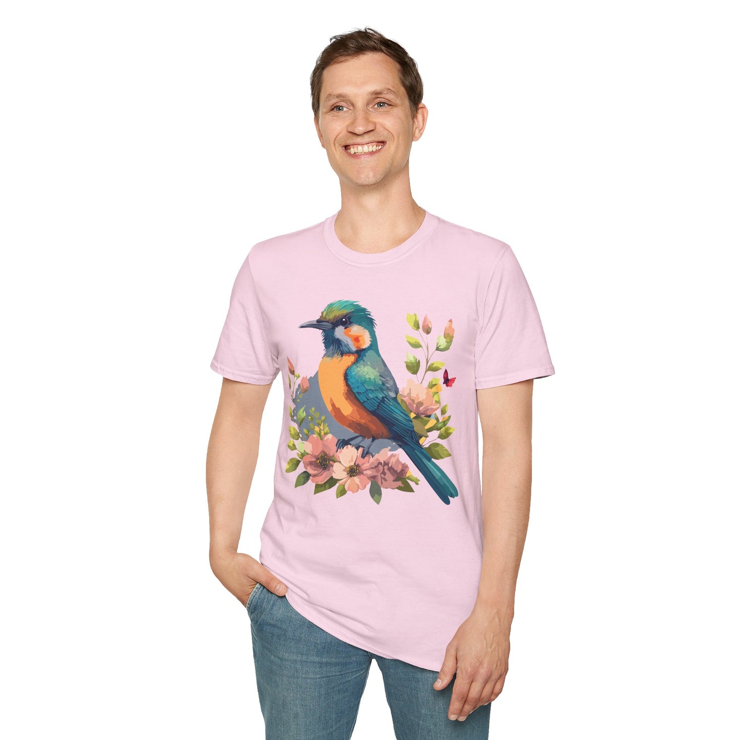 Bird T-Shirt, Floral Bird T Shirt, Shirt with Bird, Shirt with Animal