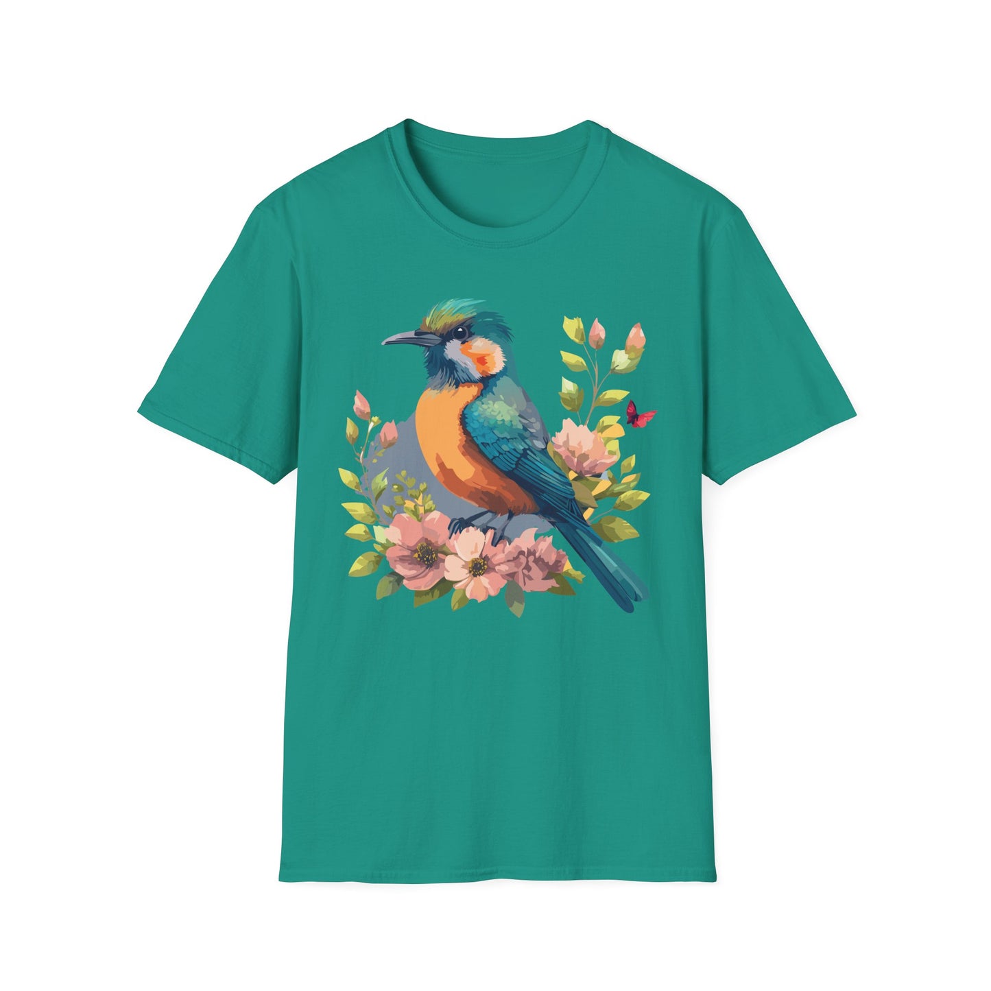 Bird T-Shirt, Floral Bird T Shirt, Shirt with Bird, Shirt with Animal