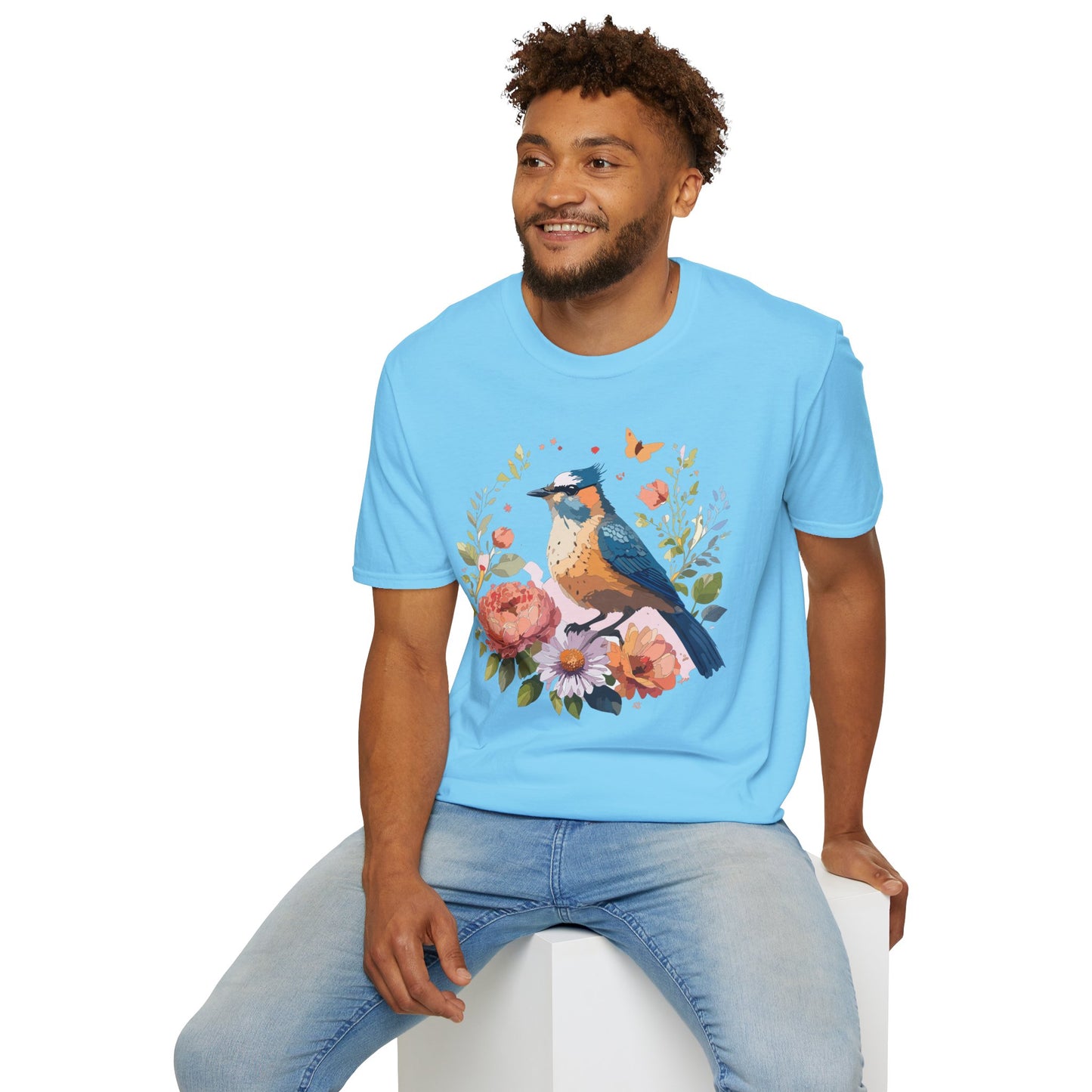 Bird T-Shirt, Floral Bird T Shirt, Shirt with Bird, Shirt with Animal