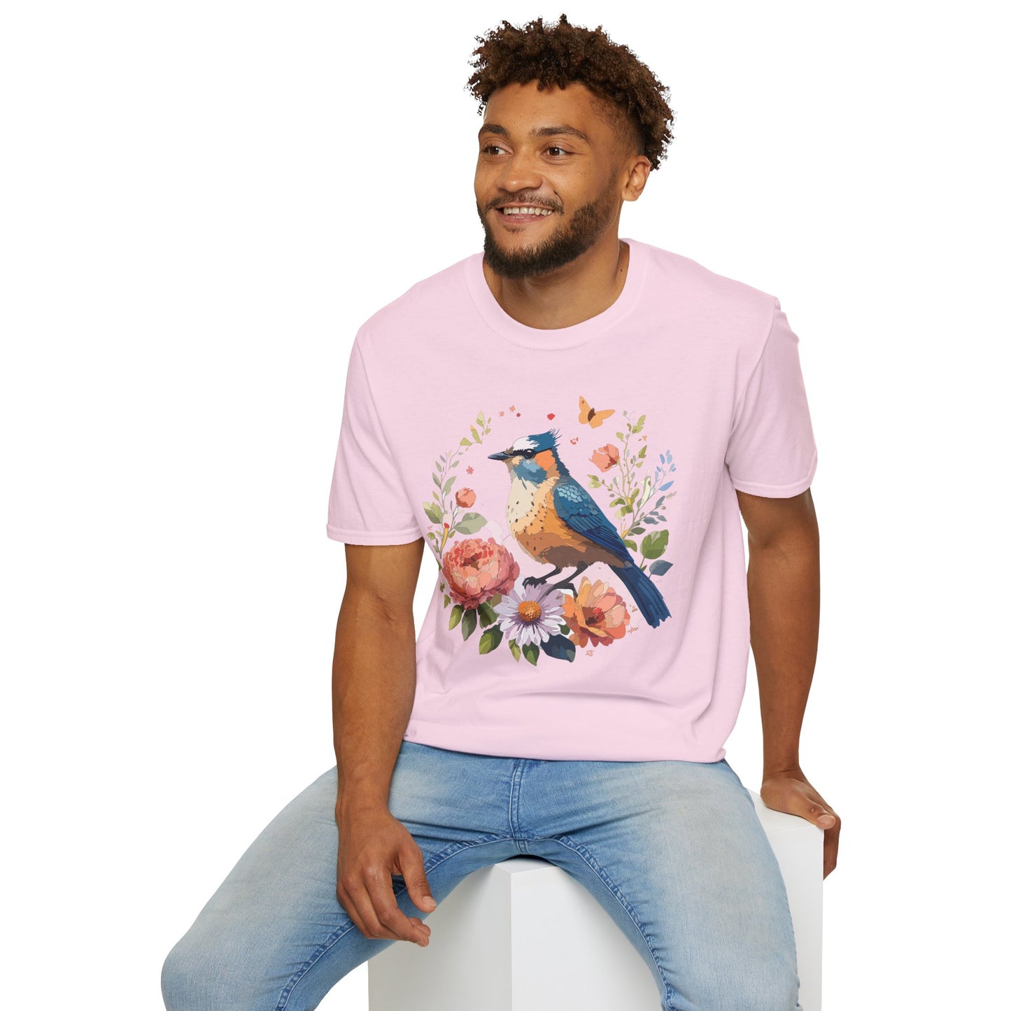 Bird T-Shirt, Floral Bird T Shirt, Shirt with Bird, Shirt with Animal