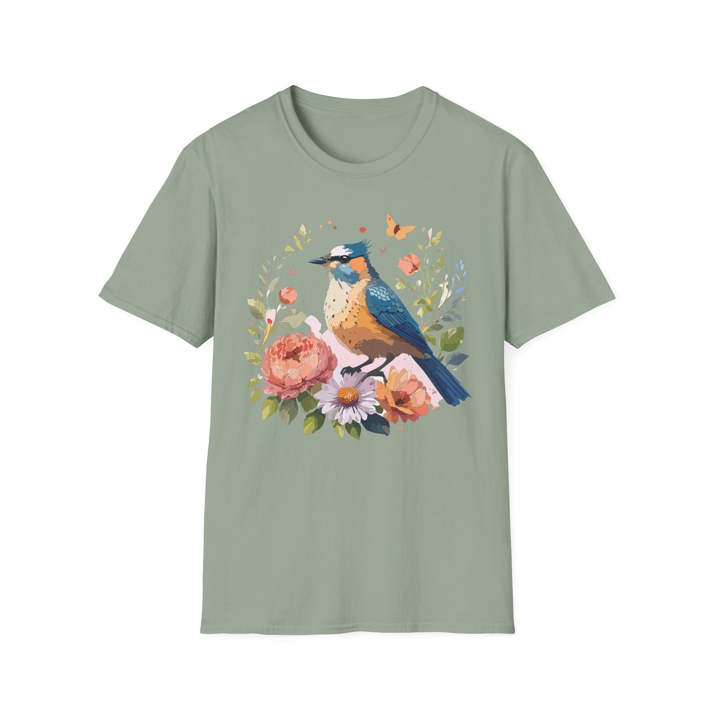 Bird T-Shirt, Floral Bird T Shirt, Shirt with Bird, Shirt with Animal