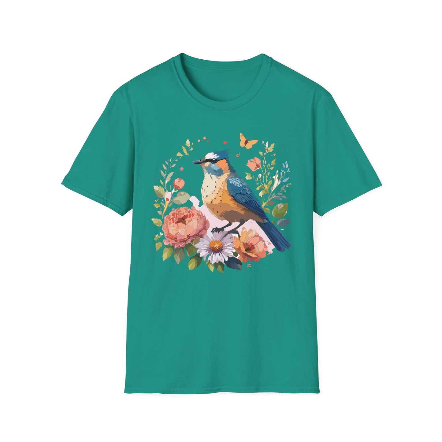 Bird T-Shirt, Floral Bird T Shirt, Shirt with Bird, Shirt with Animal