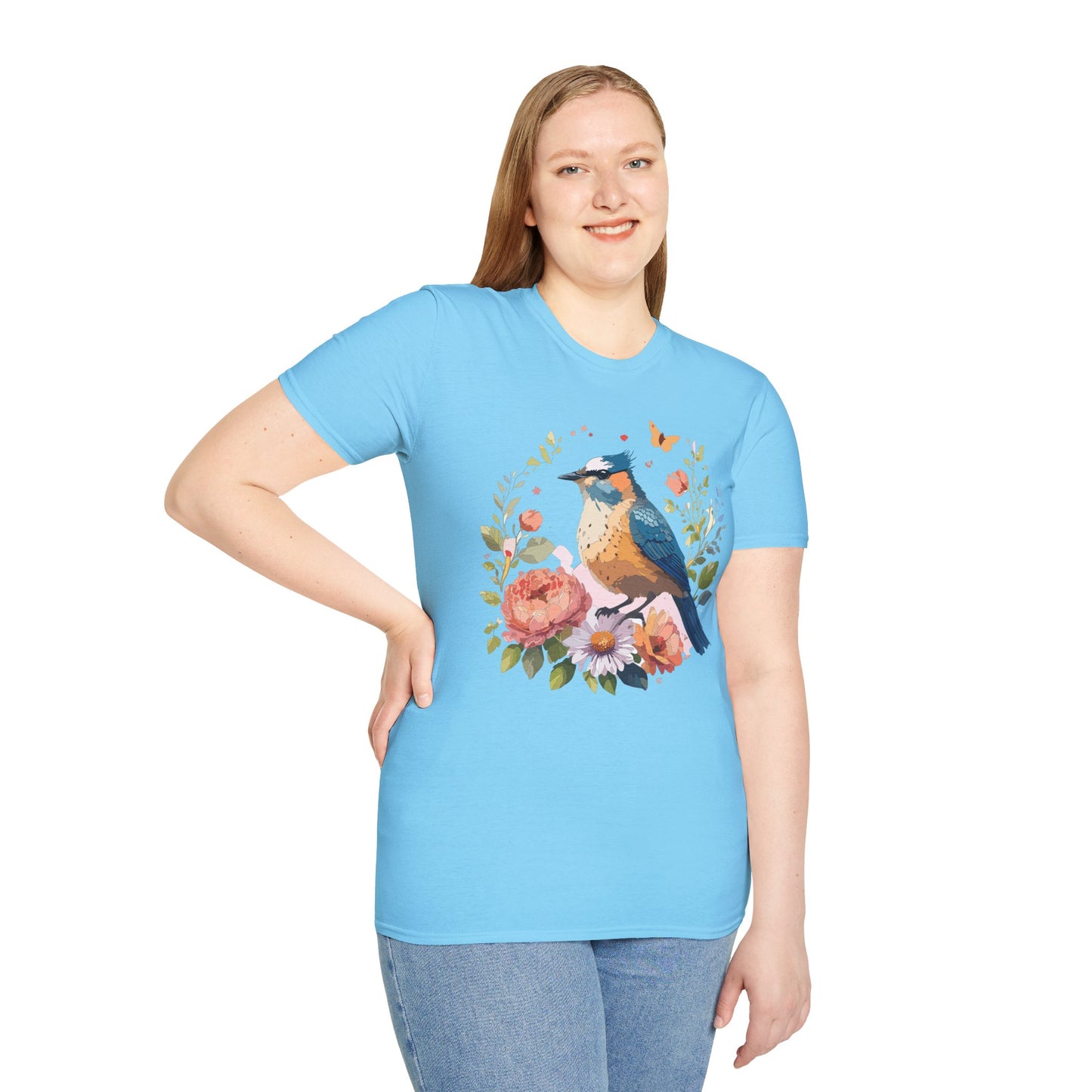 Bird T-Shirt, Floral Bird T Shirt, Shirt with Bird, Shirt with Animal