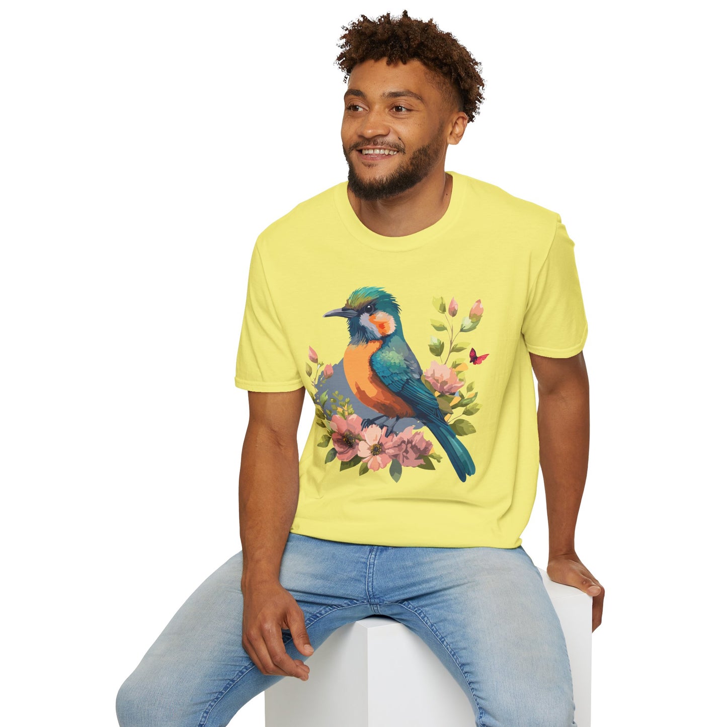 Bird T-Shirt, Floral Bird T Shirt, Shirt with Bird, Shirt with Animal