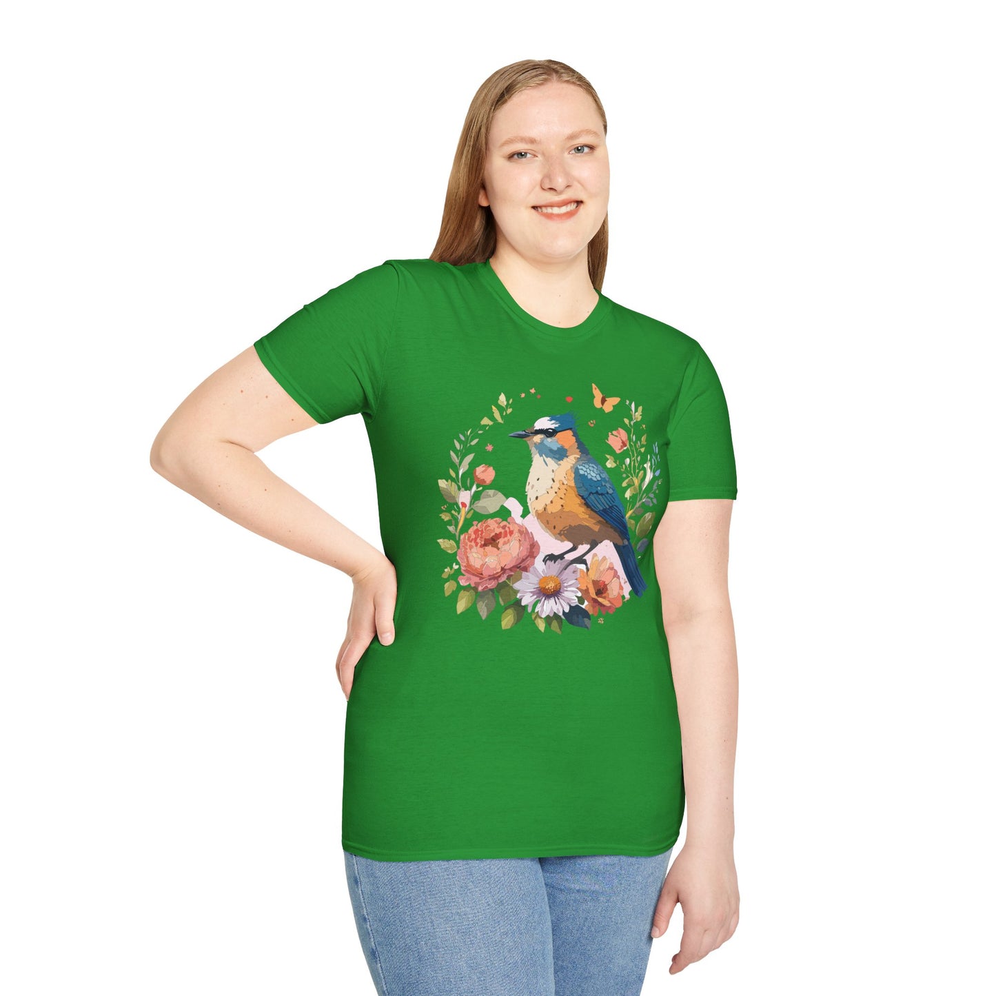 Bird T-Shirt, Floral Bird T Shirt, Shirt with Bird, Shirt with Animal