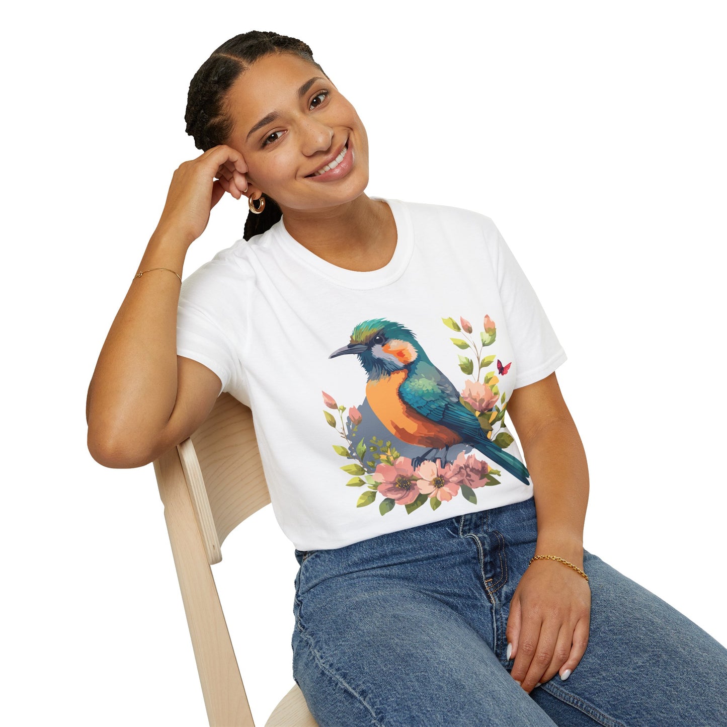Bird T-Shirt, Floral Bird T Shirt, Shirt with Bird, Shirt with Animal