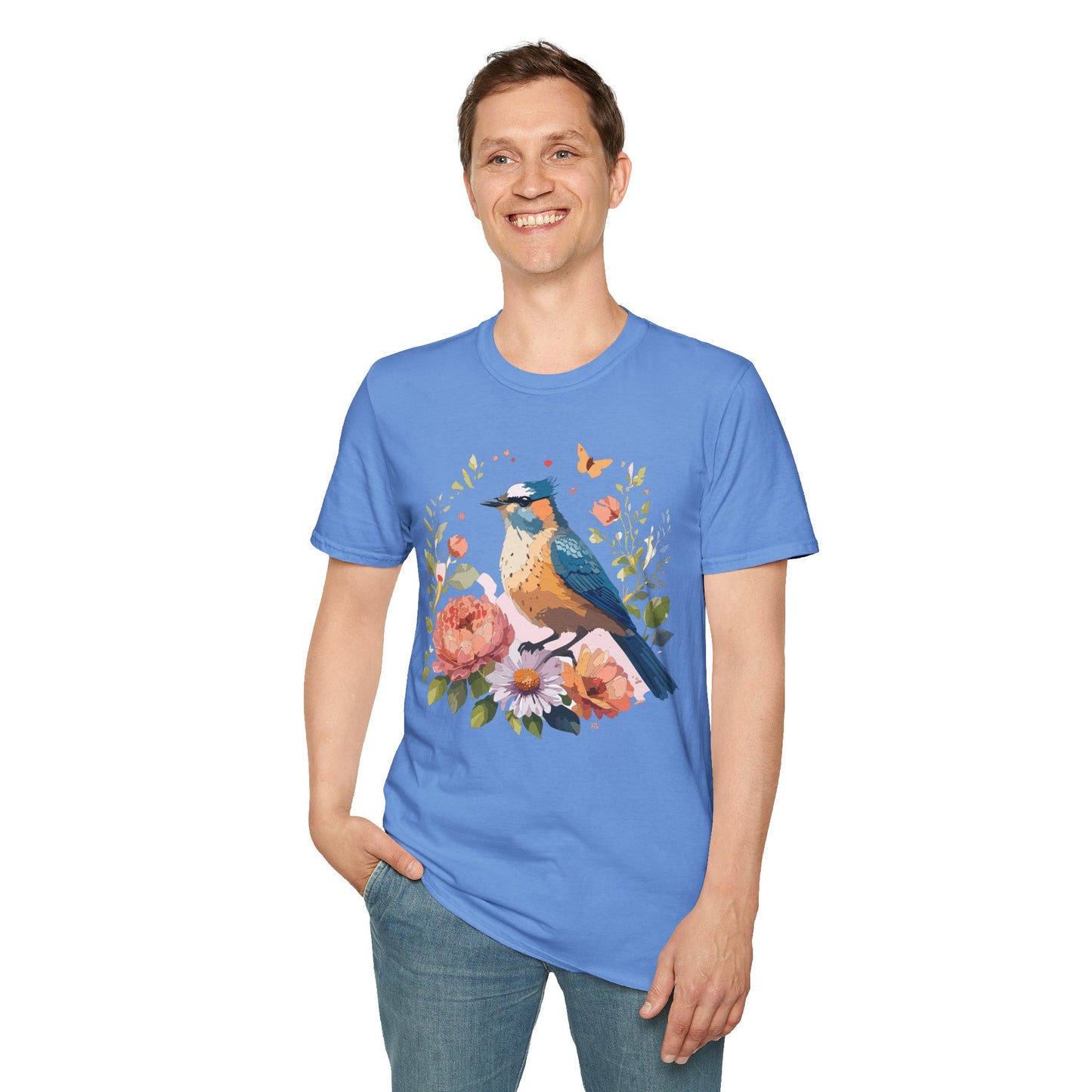 Bird T-Shirt, Floral Bird T Shirt, Shirt with Bird, Shirt with Animal