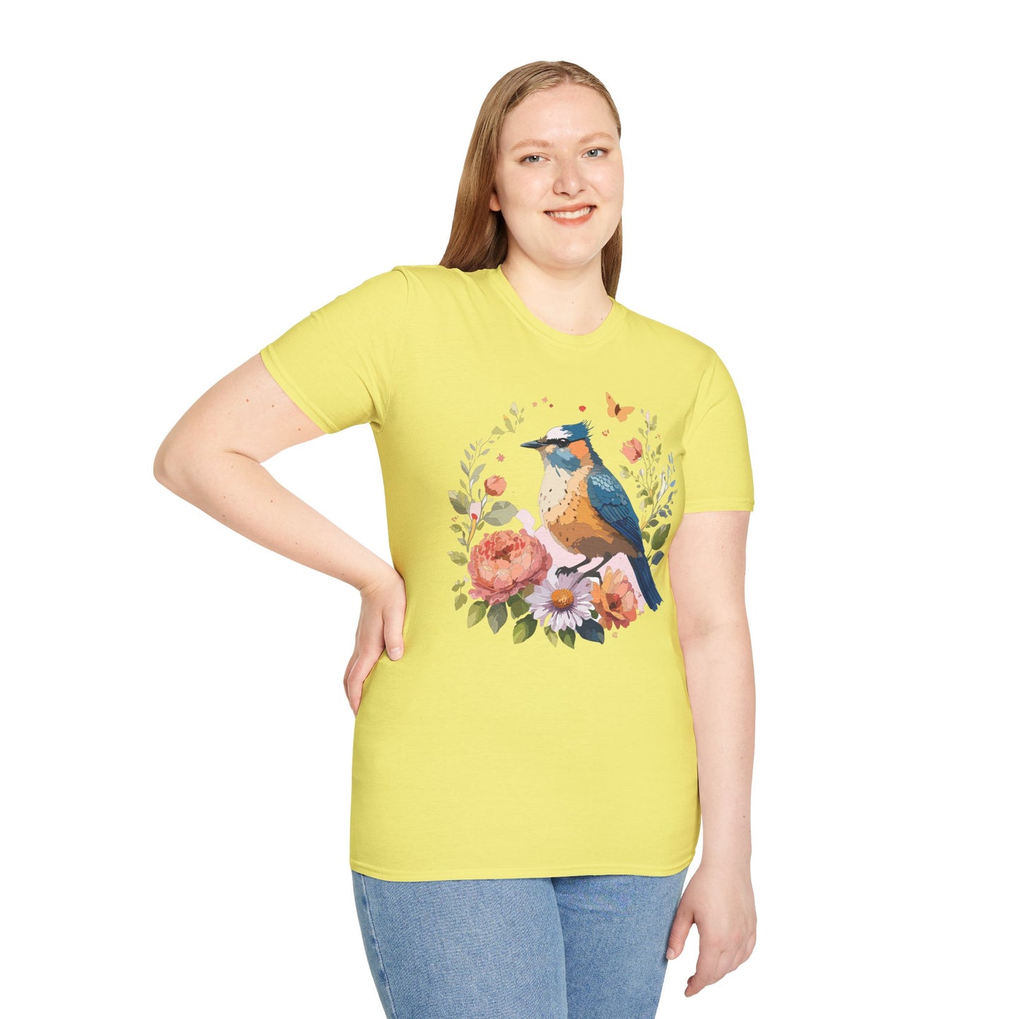 Bird T-Shirt, Floral Bird T Shirt, Shirt with Bird, Shirt with Animal