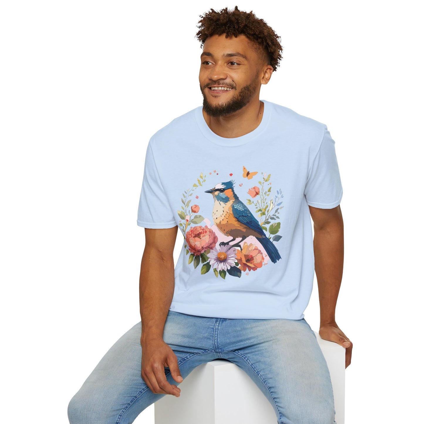 Bird T-Shirt, Floral Bird T Shirt, Shirt with Bird, Shirt with Animal