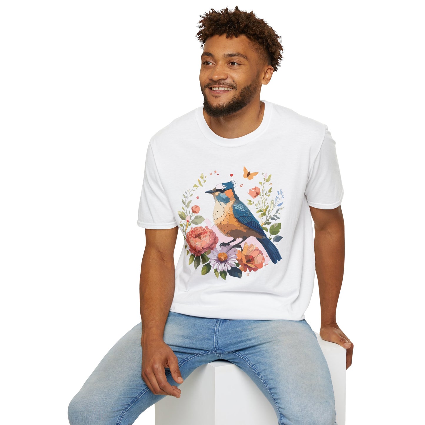 Bird T-Shirt, Floral Bird T Shirt, Shirt with Bird, Shirt with Animal