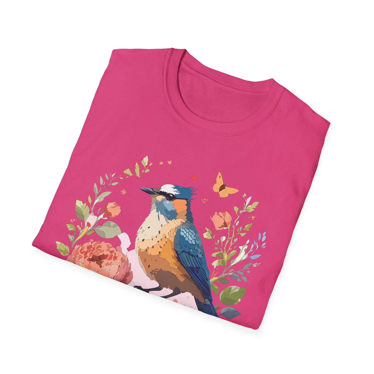 Bird T-Shirt, Floral Bird T Shirt, Shirt with Bird, Shirt with Animal