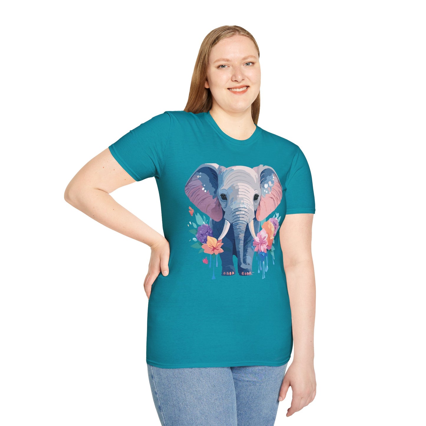 Elephant Shirt, T Shirt with Elephant, Elephant on T Shirt, T Shirt with Animation, Animals Tee Shirt