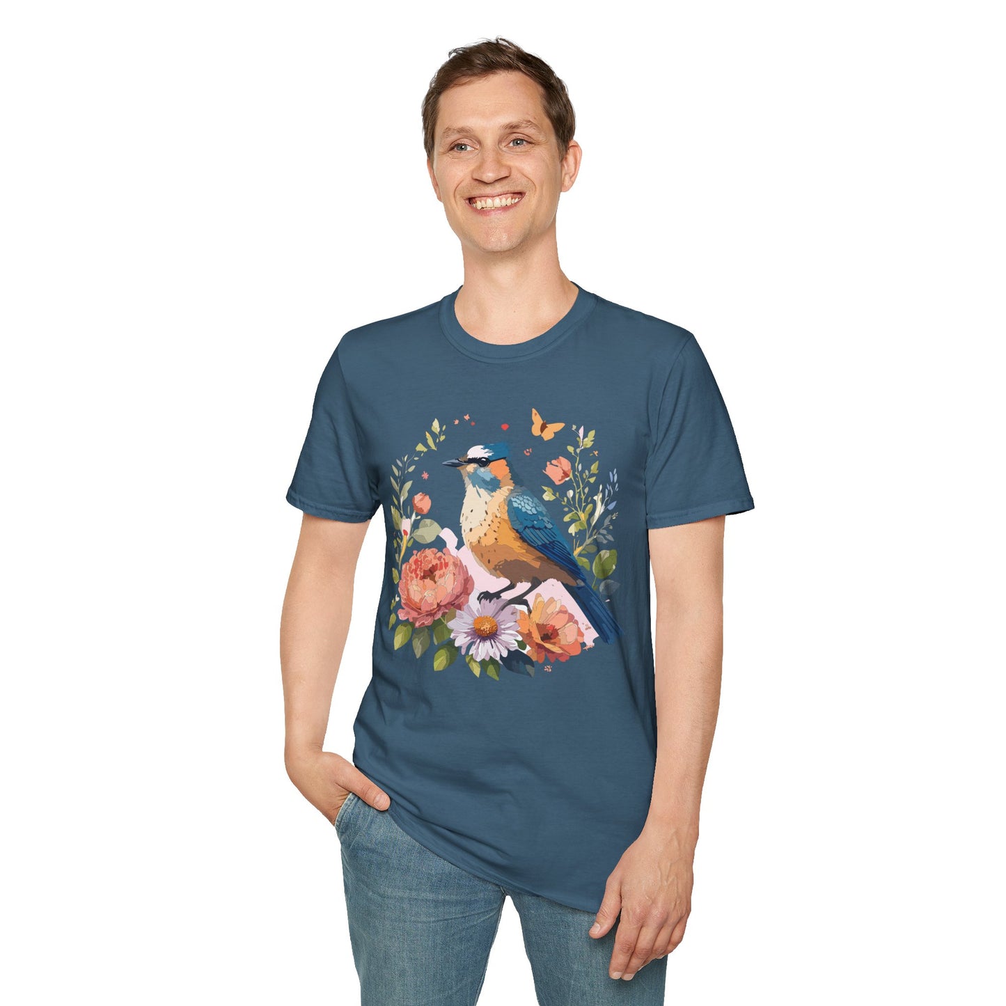 Bird T-Shirt, Floral Bird T Shirt, Shirt with Bird, Shirt with Animal