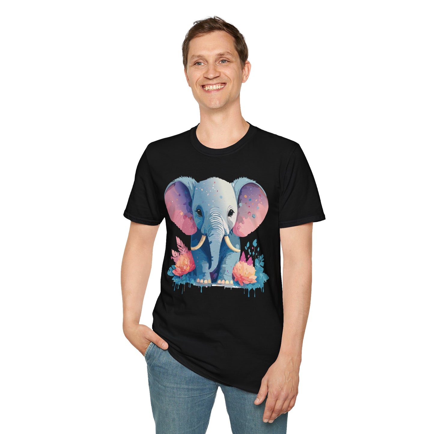 Elephant Shirt, T Shirt with Elephant, Elephant on T Shirt, T Shirt with Animation, Animals Tee Shirt