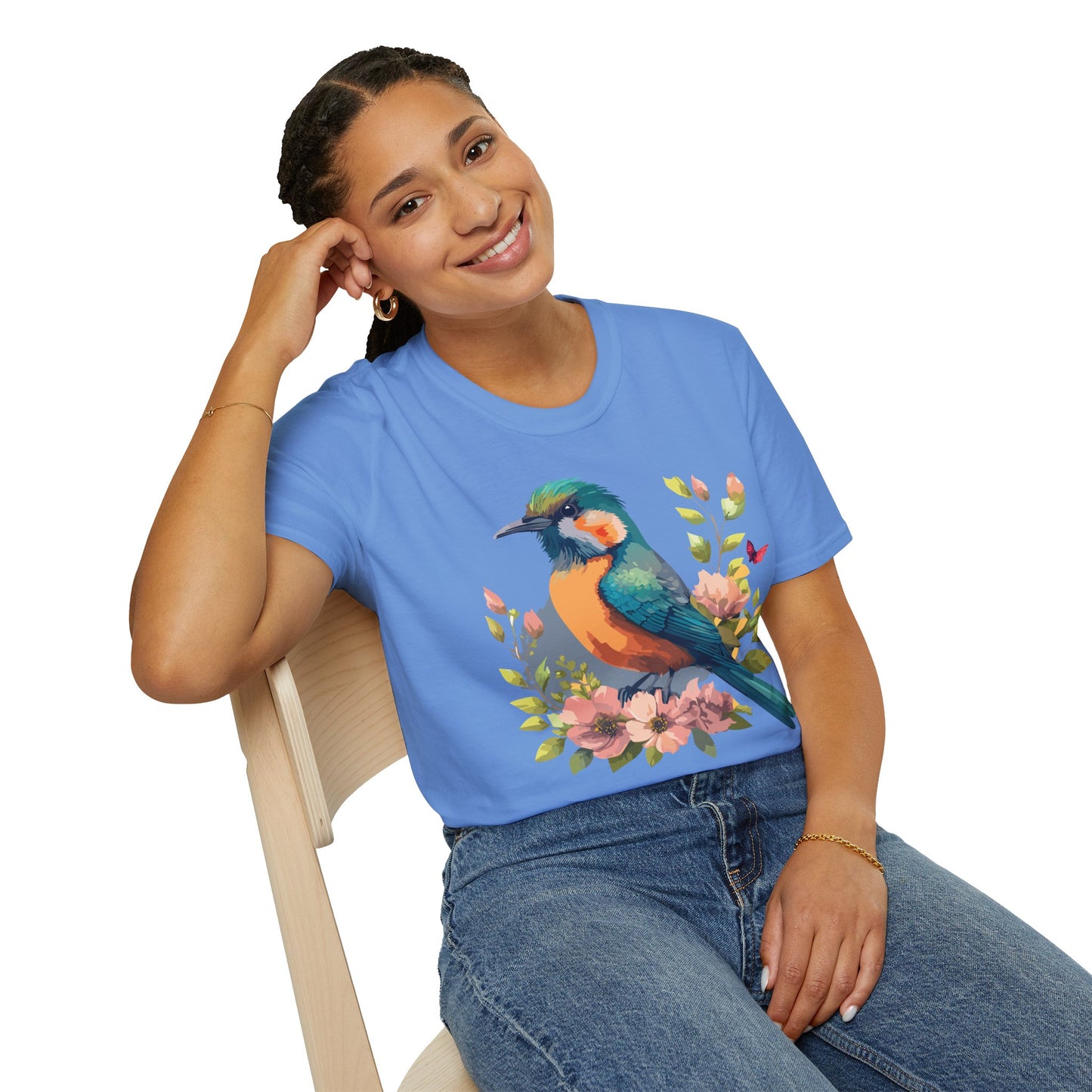 Bird T-Shirt, Floral Bird T Shirt, Shirt with Bird, Shirt with Animal