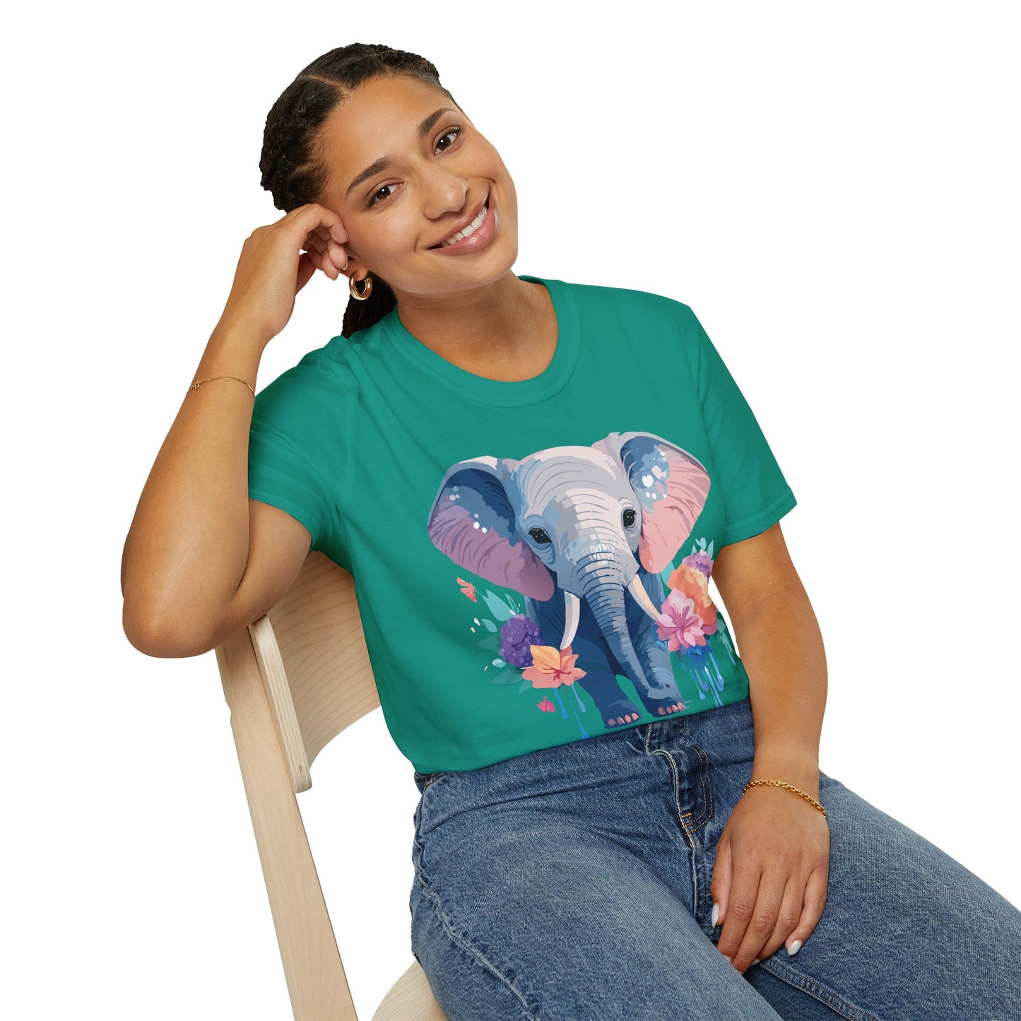 Elephant Shirt, T Shirt with Elephant, Elephant on T Shirt, T Shirt with Animation, Animals Tee Shirt