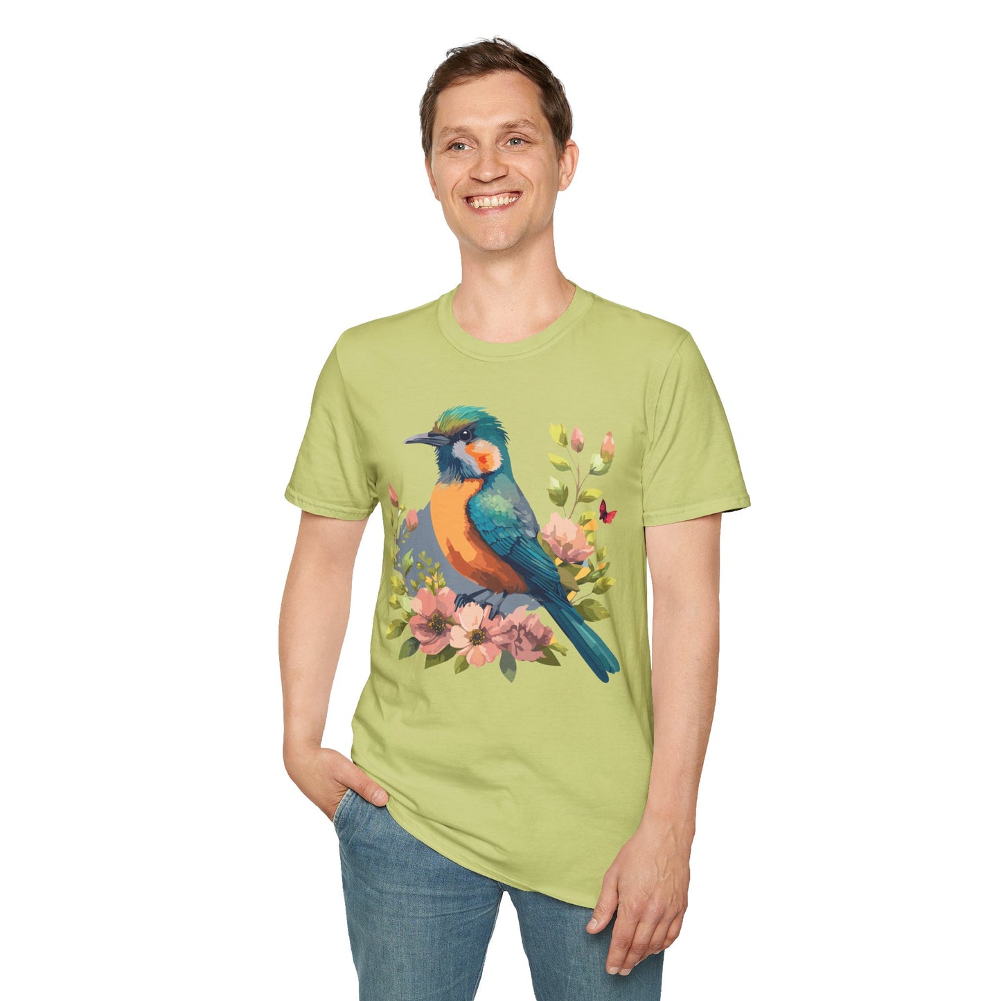 Bird T-Shirt, Floral Bird T Shirt, Shirt with Bird, Shirt with Animal