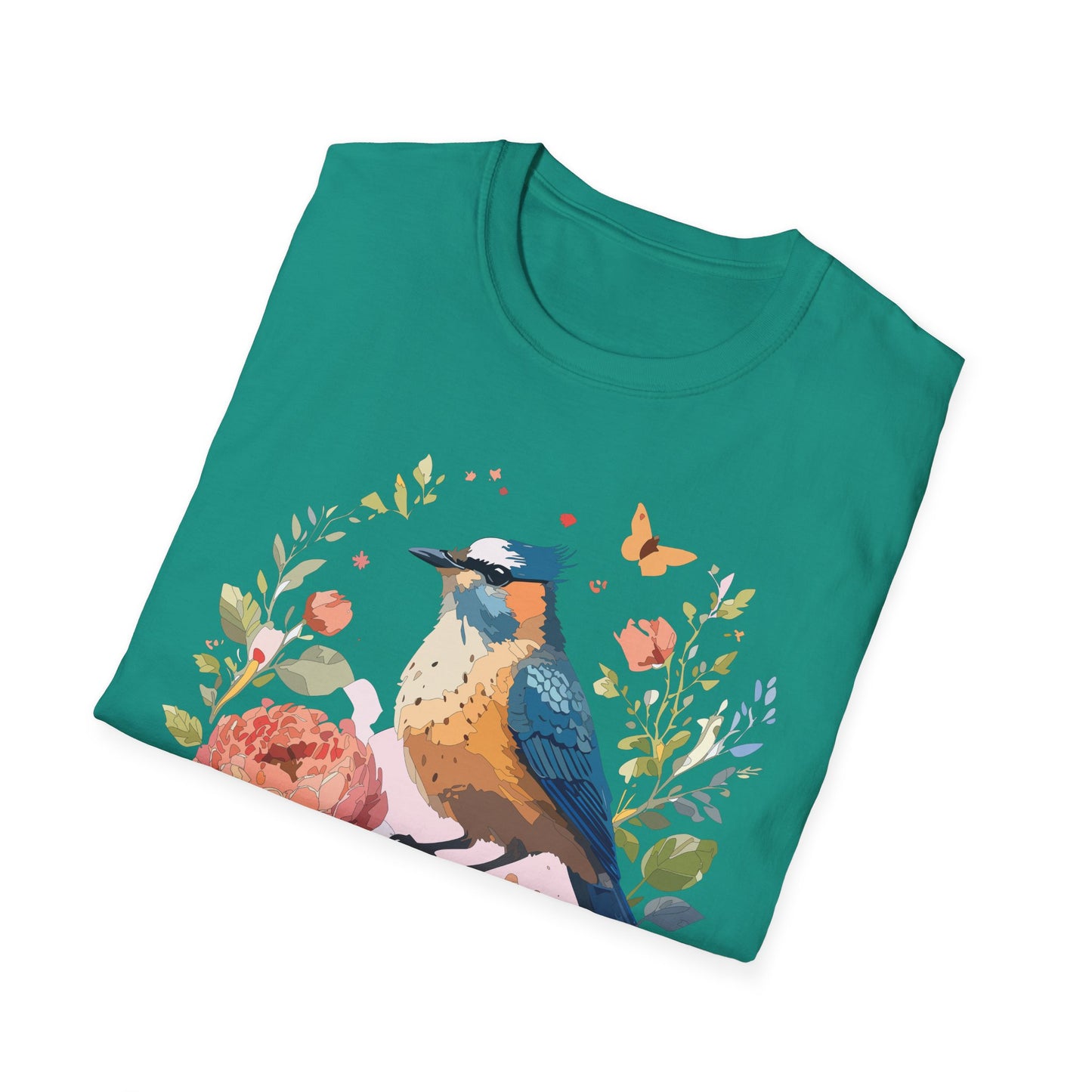 Bird T-Shirt, Floral Bird T Shirt, Shirt with Bird, Shirt with Animal