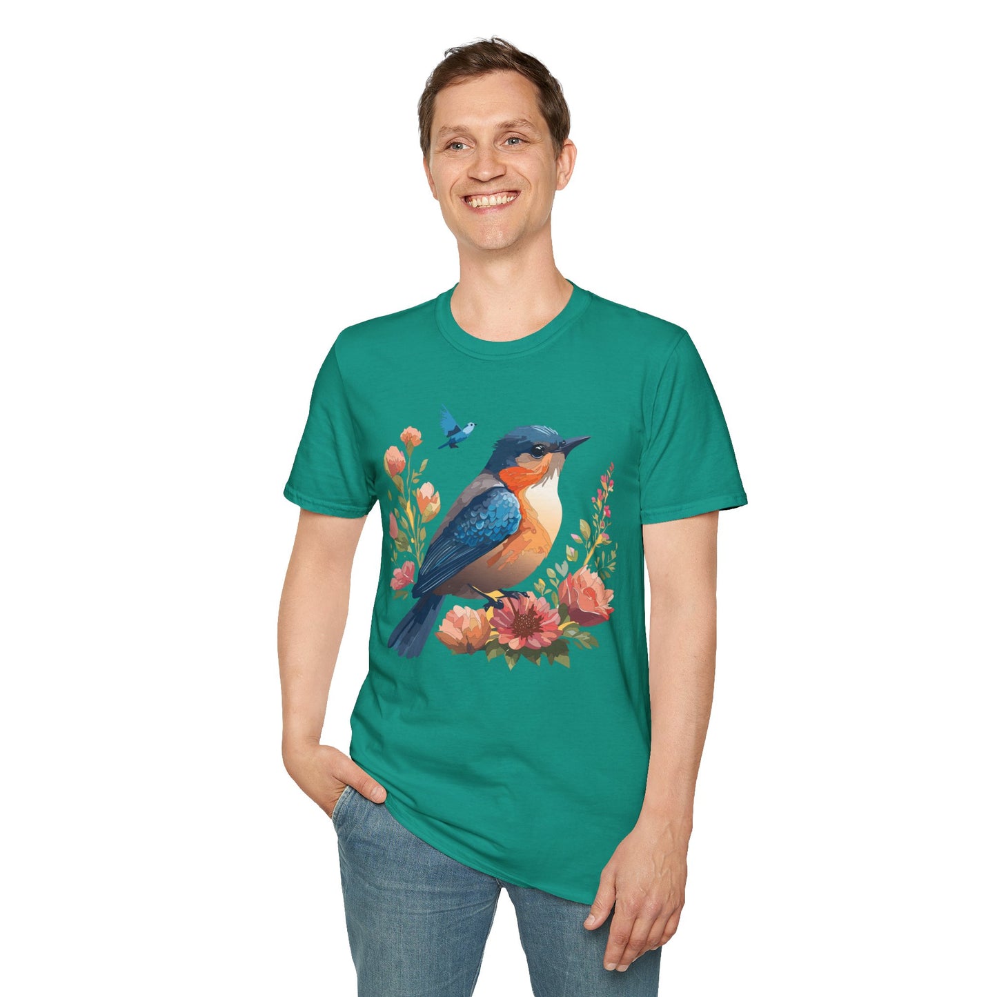 Bird T-Shirt, Floral Bird T Shirt, Shirt with Bird, Shirt with Animal