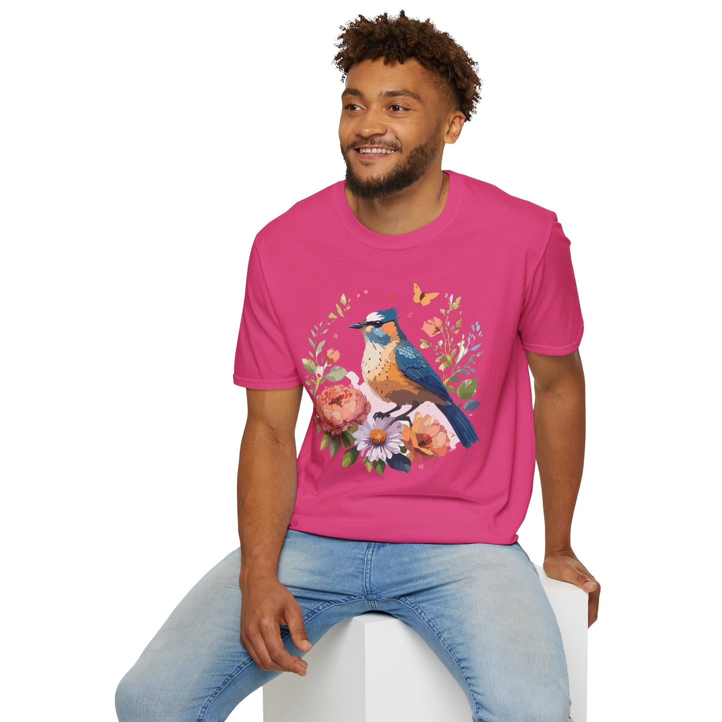 Bird T-Shirt, Floral Bird T Shirt, Shirt with Bird, Shirt with Animal