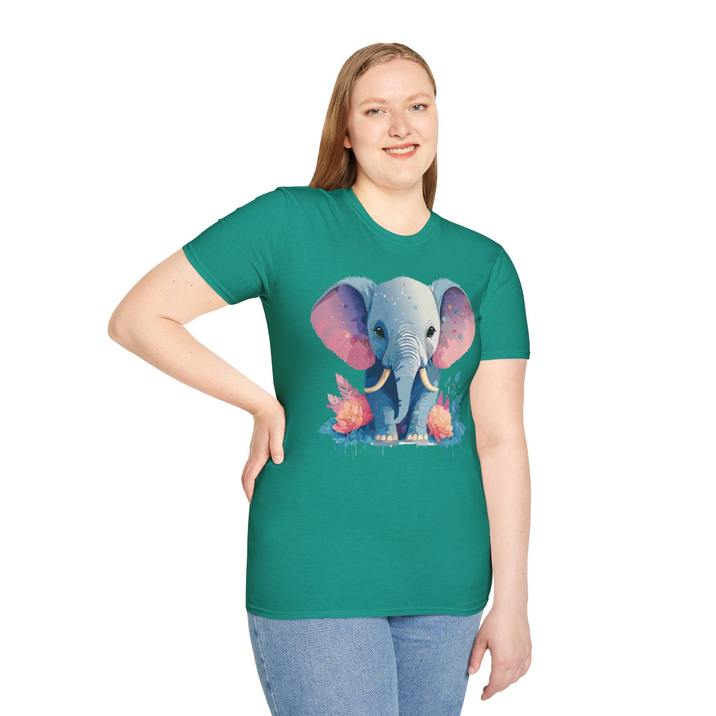 Elephant Shirt, T Shirt with Elephant, Elephant on T Shirt, T Shirt with Animation, Animals Tee Shirt
