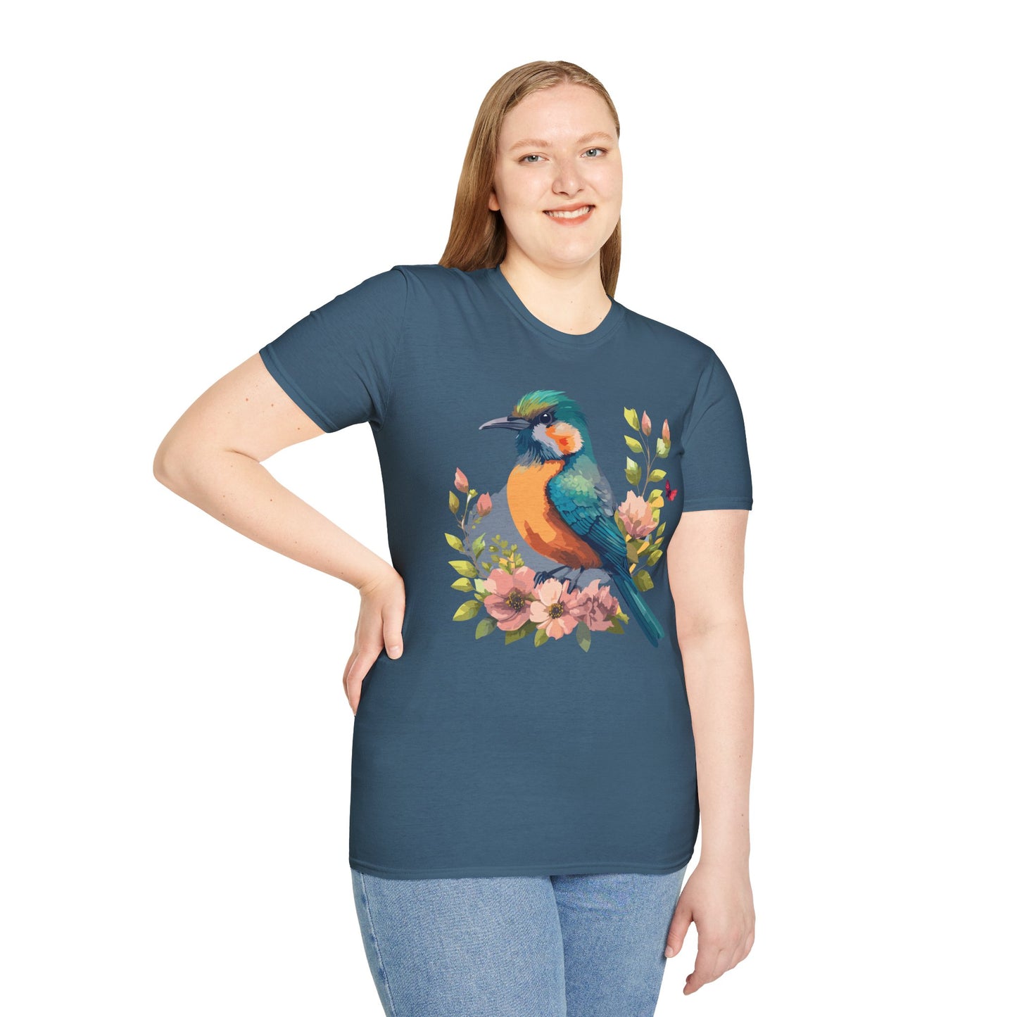 Bird T-Shirt, Floral Bird T Shirt, Shirt with Bird, Shirt with Animal