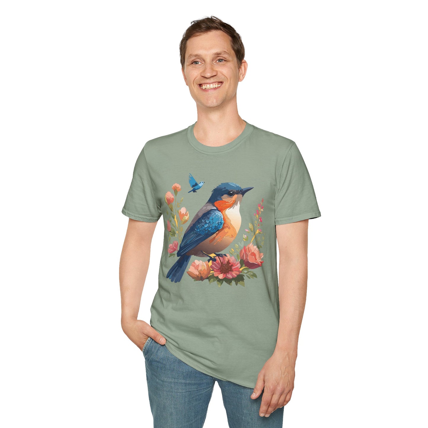 Bird T-Shirt, Floral Bird T Shirt, Shirt with Bird, Shirt with Animal