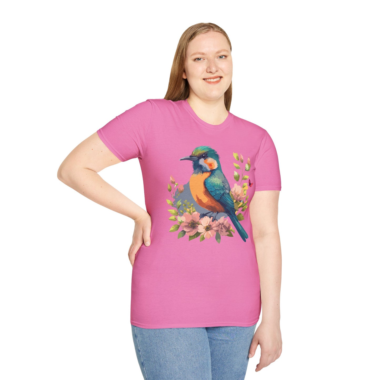 Bird T-Shirt, Floral Bird T Shirt, Shirt with Bird, Shirt with Animal