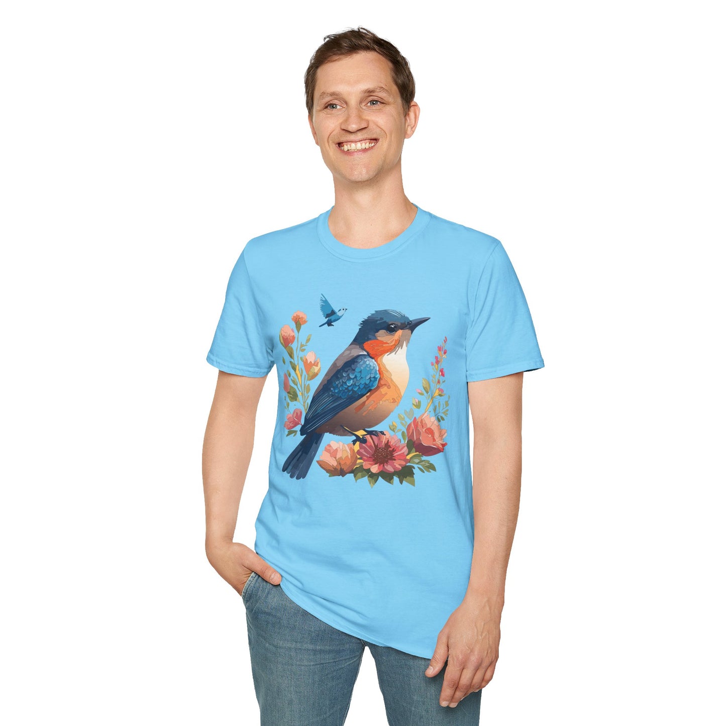 Bird T-Shirt, Floral Bird T Shirt, Shirt with Bird, Shirt with Animal