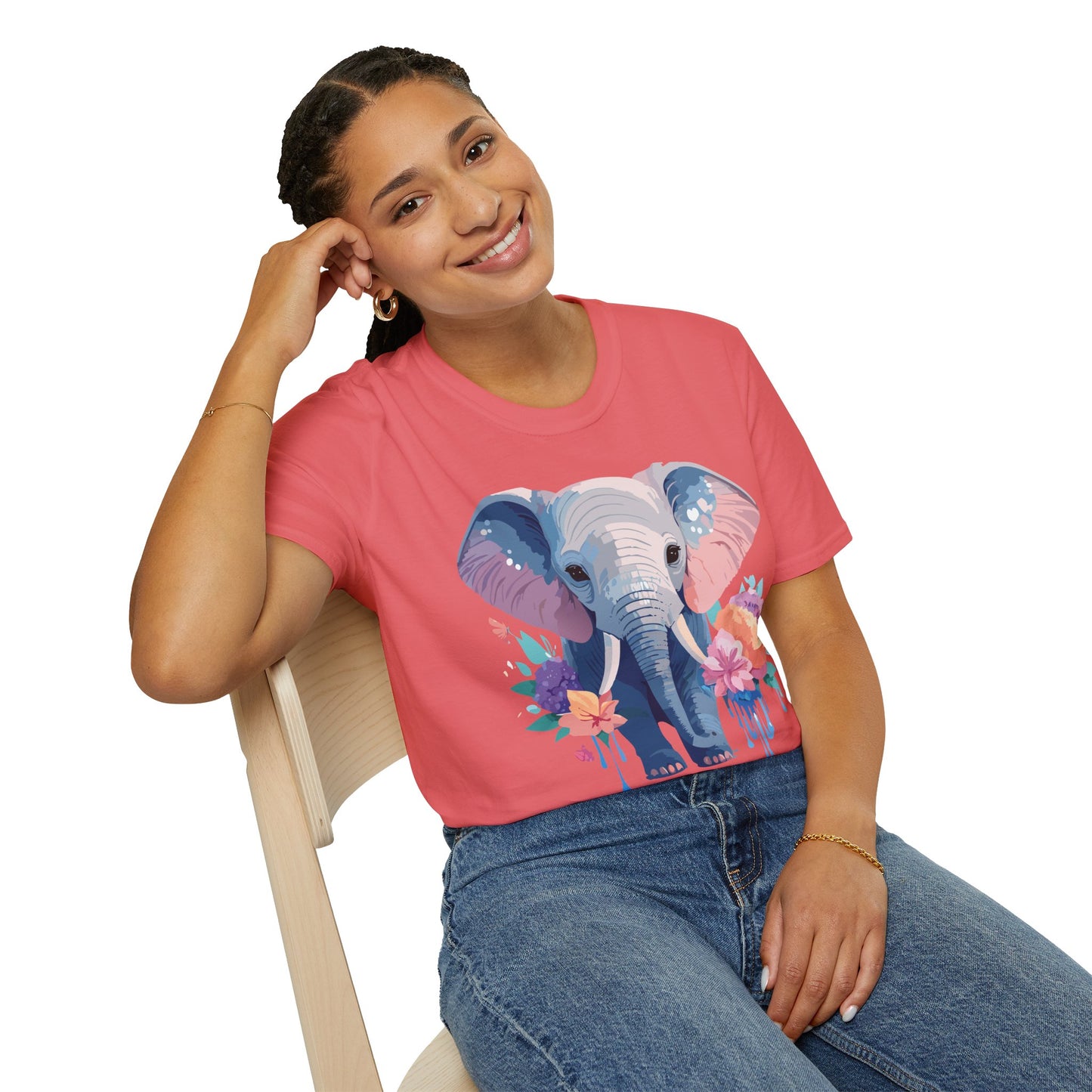 Elephant Shirt, T Shirt with Elephant, Elephant on T Shirt, T Shirt with Animation, Animals Tee Shirt