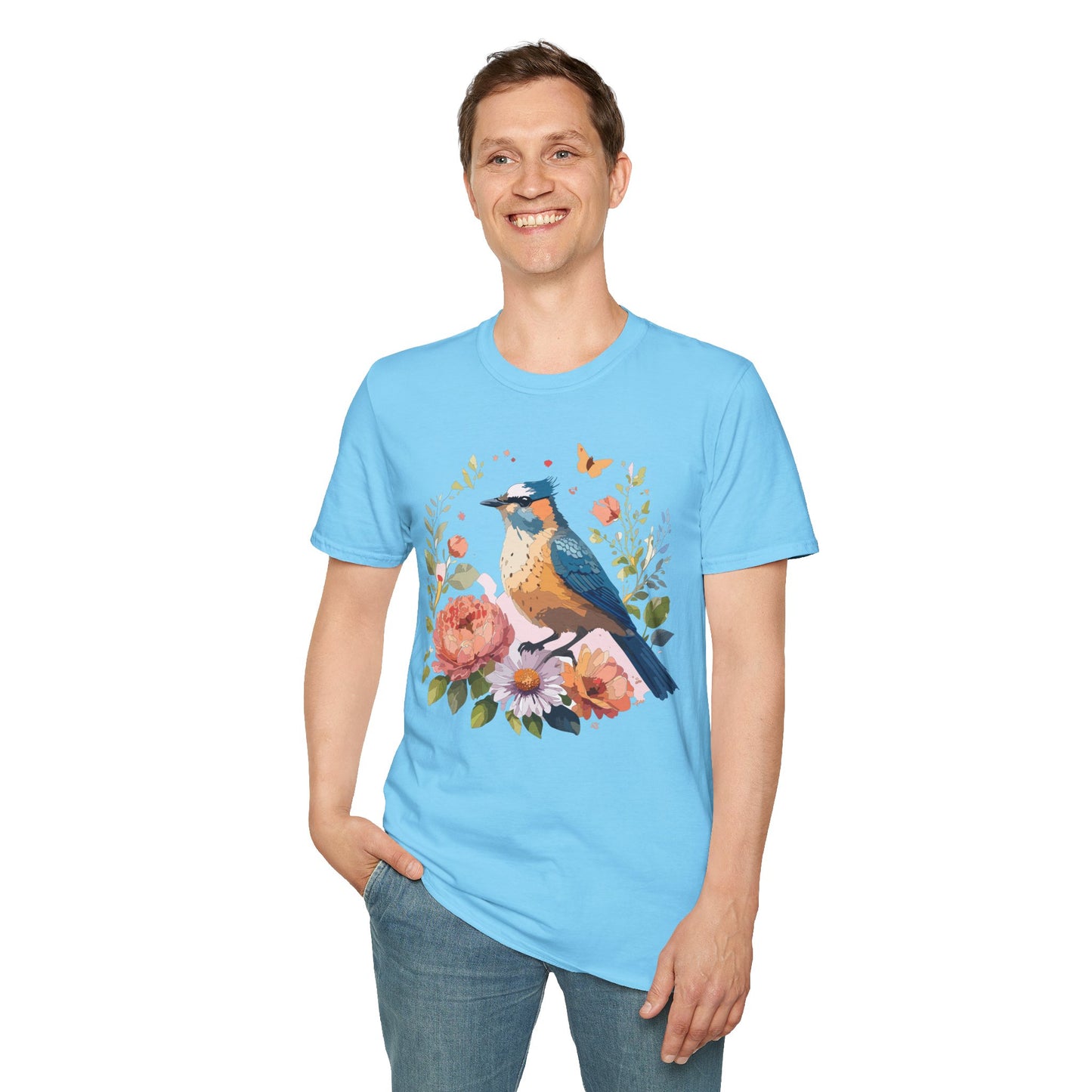 Bird T-Shirt, Floral Bird T Shirt, Shirt with Bird, Shirt with Animal