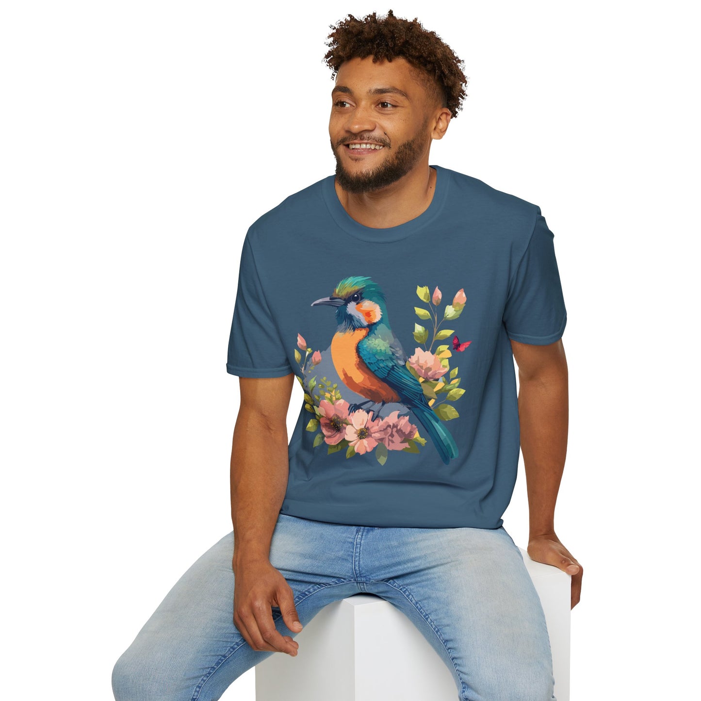 Bird T-Shirt, Floral Bird T Shirt, Shirt with Bird, Shirt with Animal