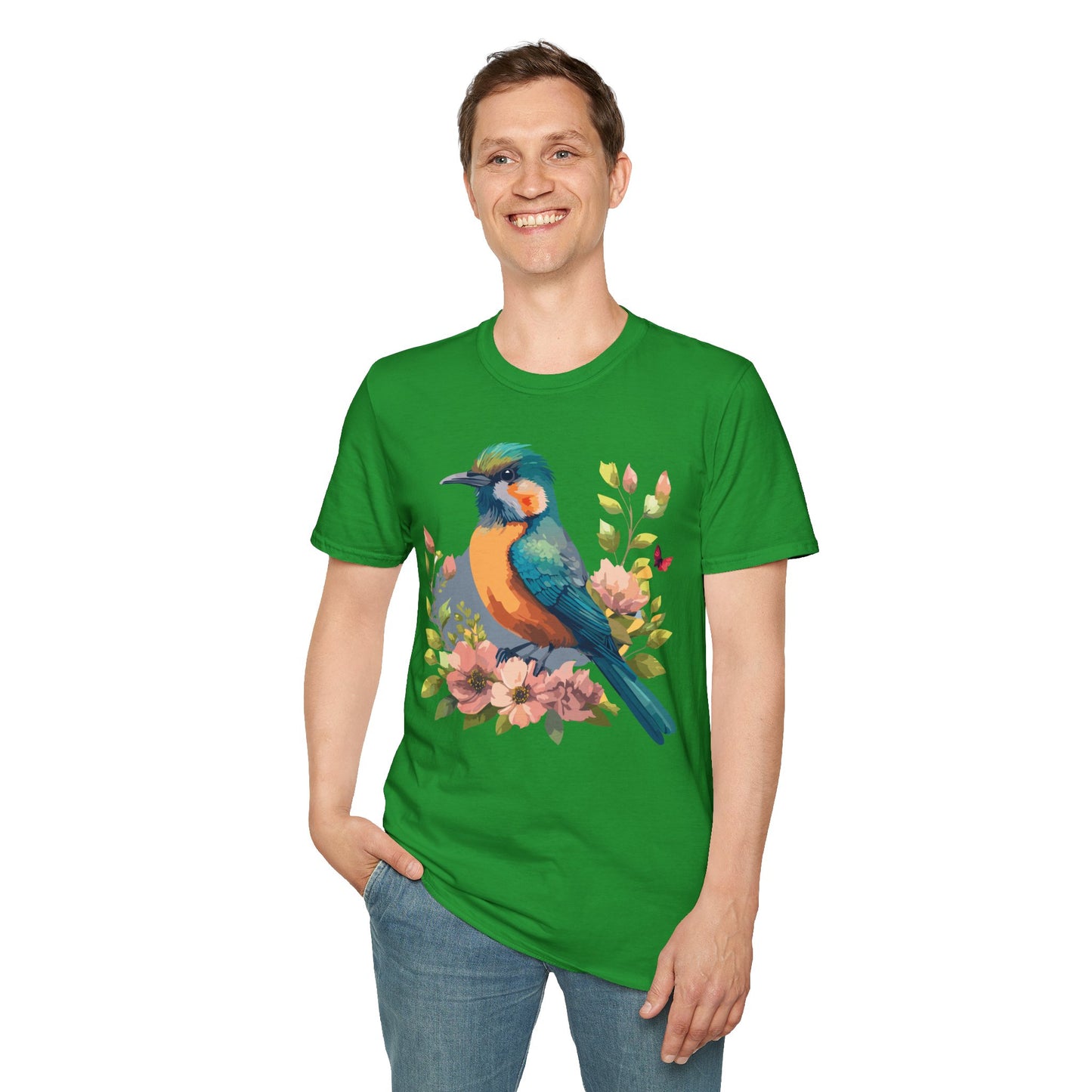 Bird T-Shirt, Floral Bird T Shirt, Shirt with Bird, Shirt with Animal