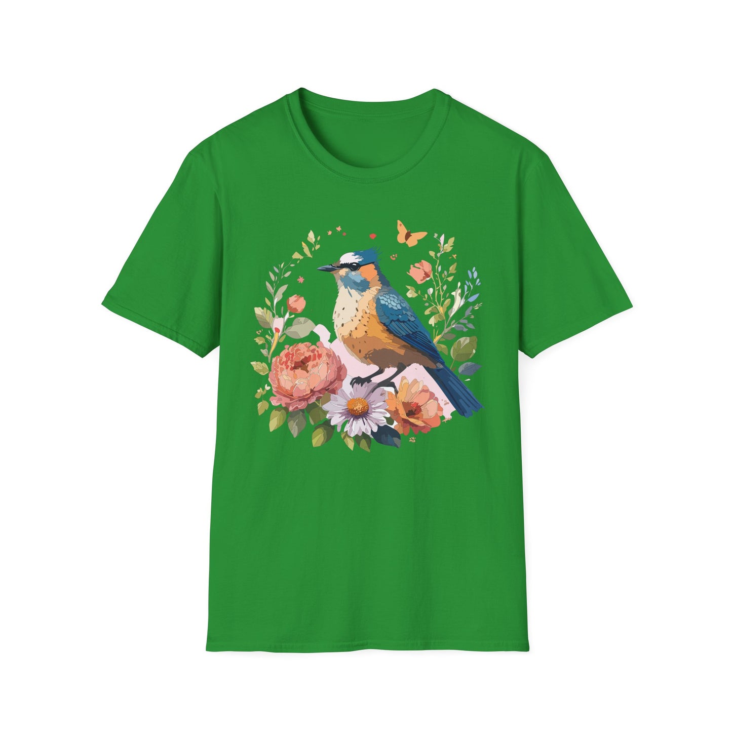 Bird T-Shirt, Floral Bird T Shirt, Shirt with Bird, Shirt with Animal