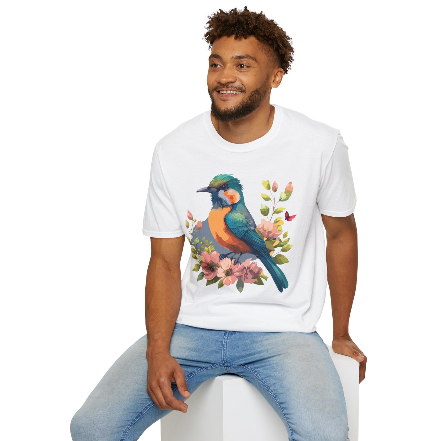 Bird T-Shirt, Floral Bird T Shirt, Shirt with Bird, Shirt with Animal