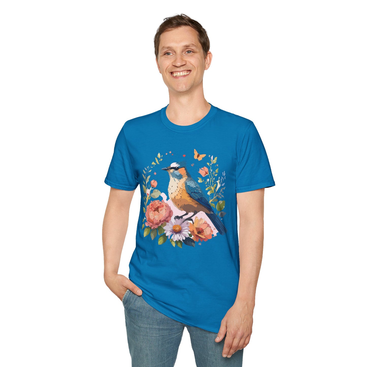 Bird T-Shirt, Floral Bird T Shirt, Shirt with Bird, Shirt with Animal