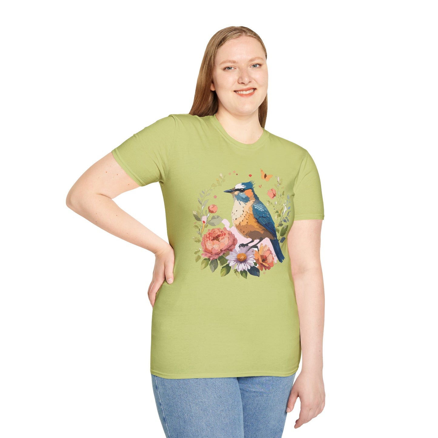 Bird T-Shirt, Floral Bird T Shirt, Shirt with Bird, Shirt with Animal