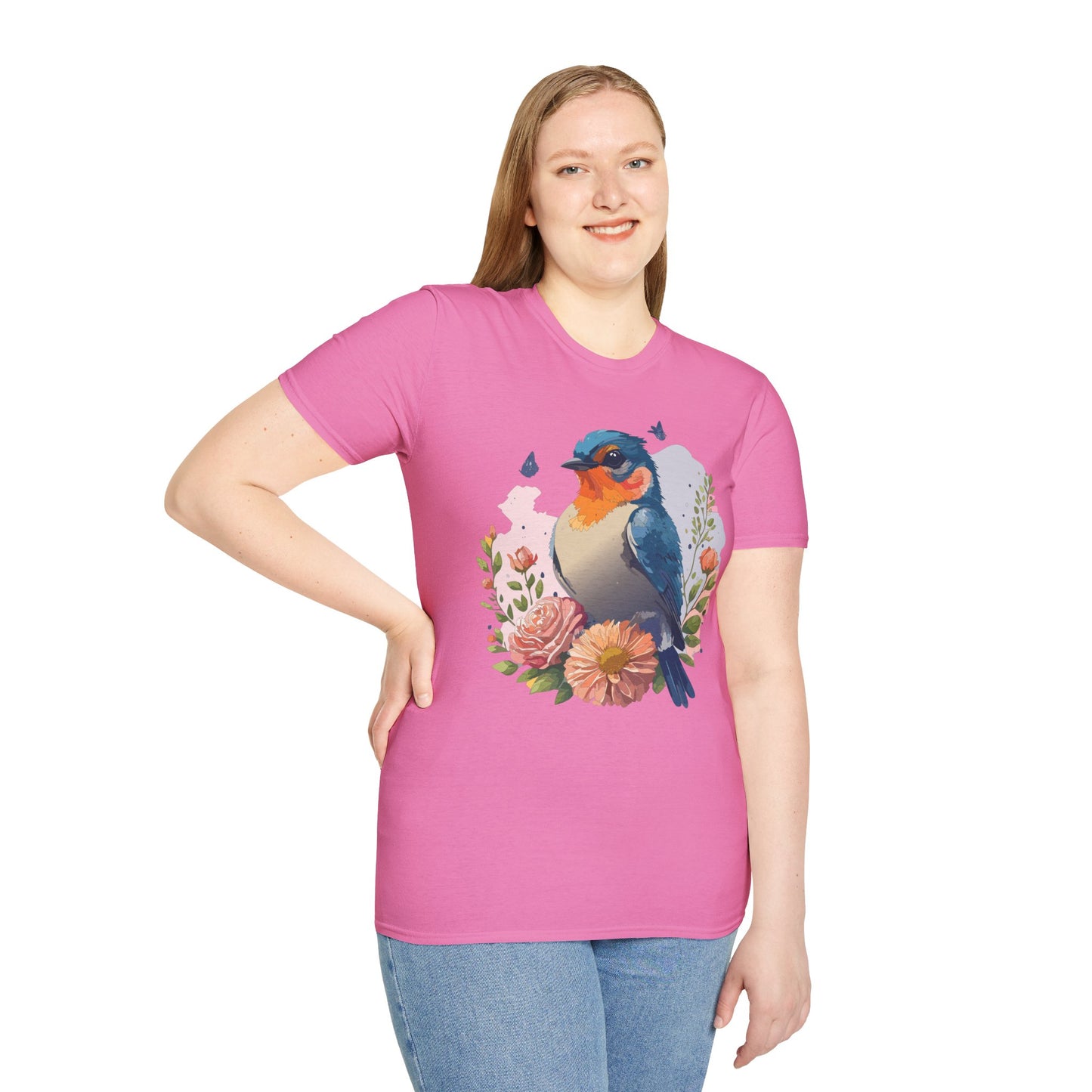 Bird T-Shirt, Floral Bird T Shirt, Shirt with Bird, Shirt with Animal