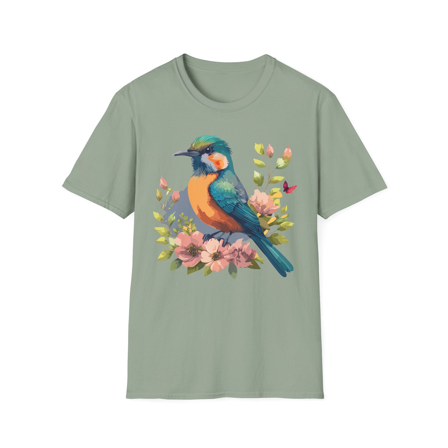 Bird T-Shirt, Floral Bird T Shirt, Shirt with Bird, Shirt with Animal