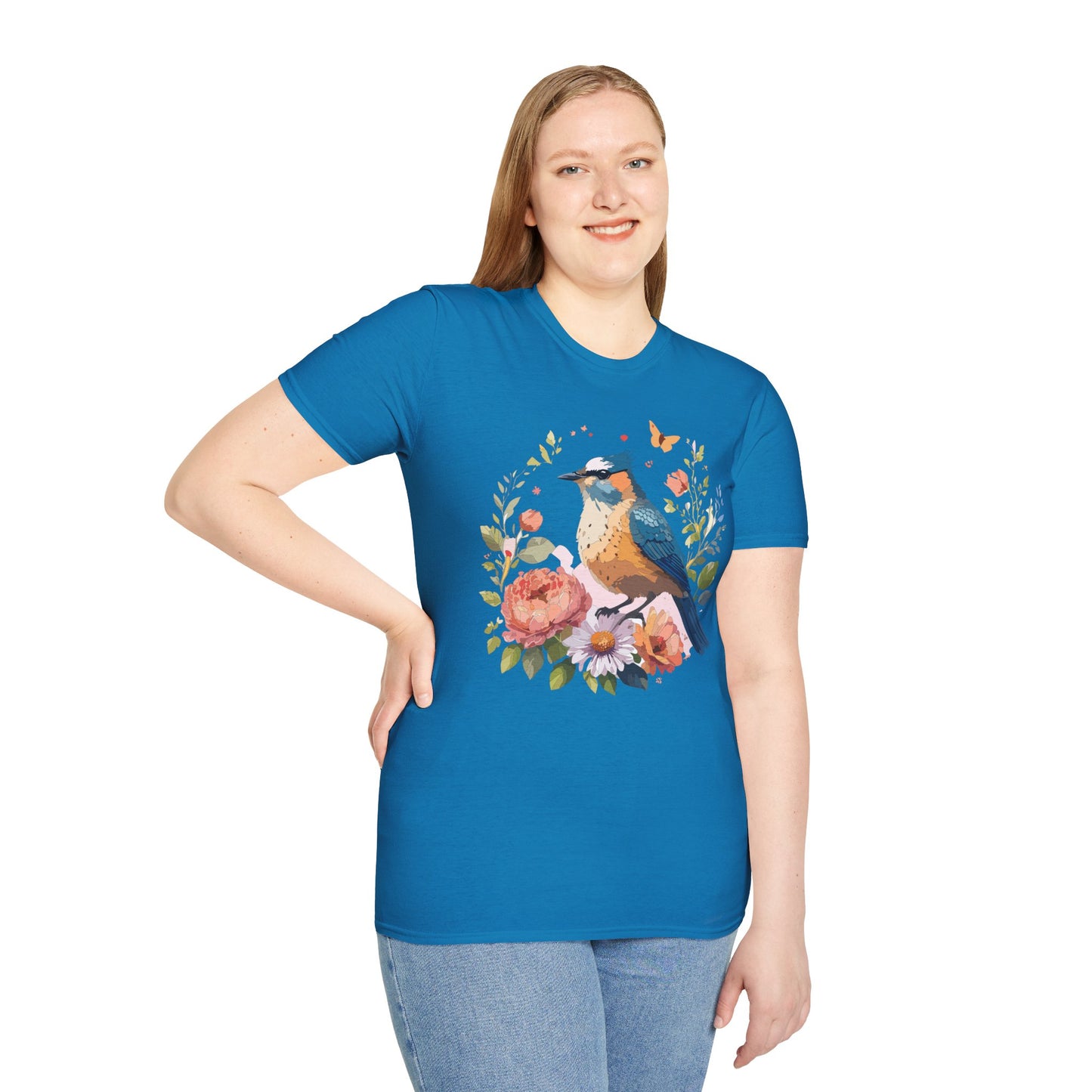 Bird T-Shirt, Floral Bird T Shirt, Shirt with Bird, Shirt with Animal