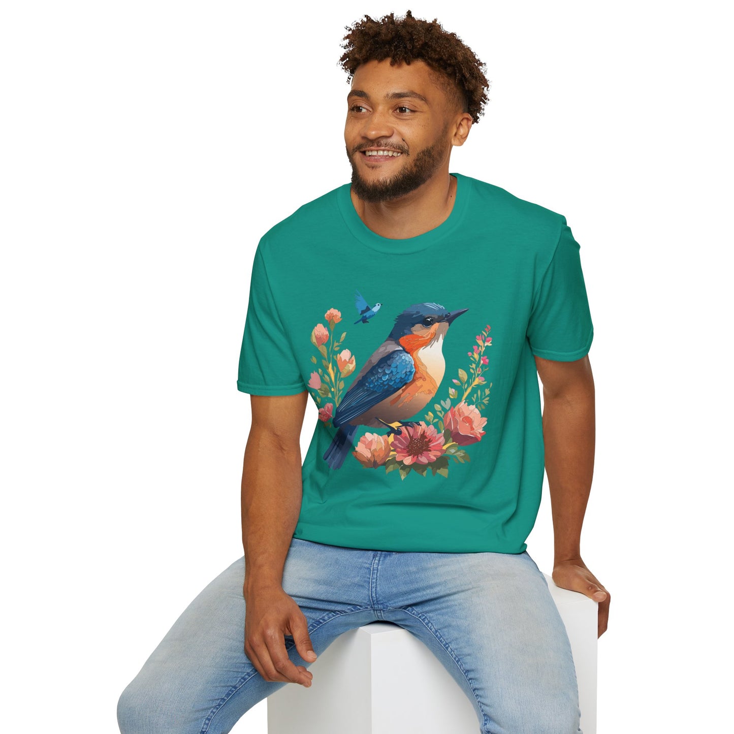 Bird T-Shirt, Floral Bird T Shirt, Shirt with Bird, Shirt with Animal