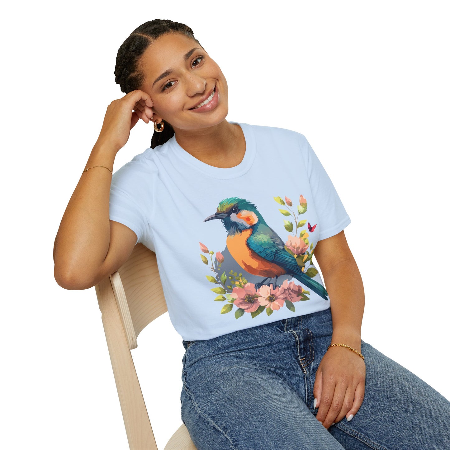 Bird T-Shirt, Floral Bird T Shirt, Shirt with Bird, Shirt with Animal