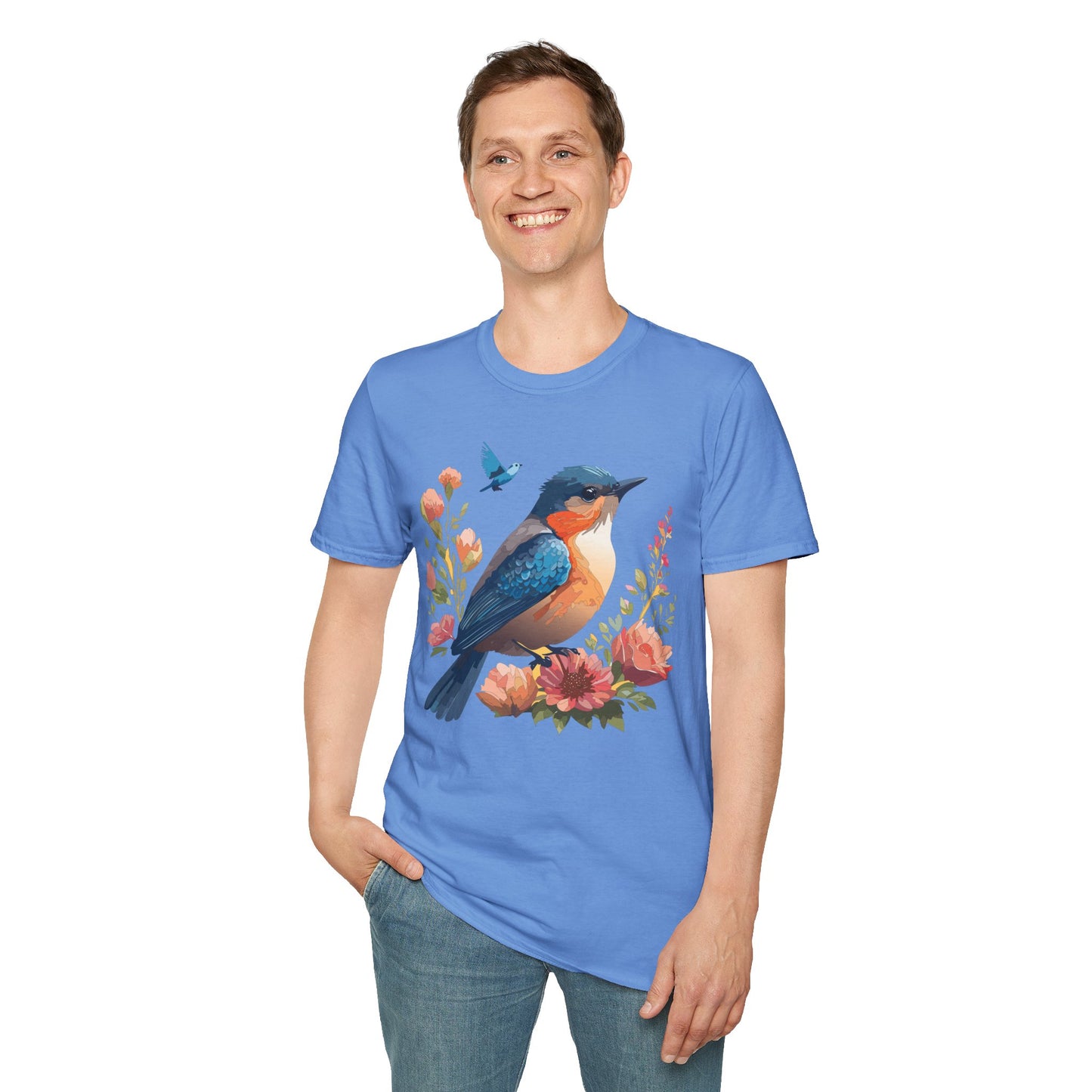 Bird T-Shirt, Floral Bird T Shirt, Shirt with Bird, Shirt with Animal
