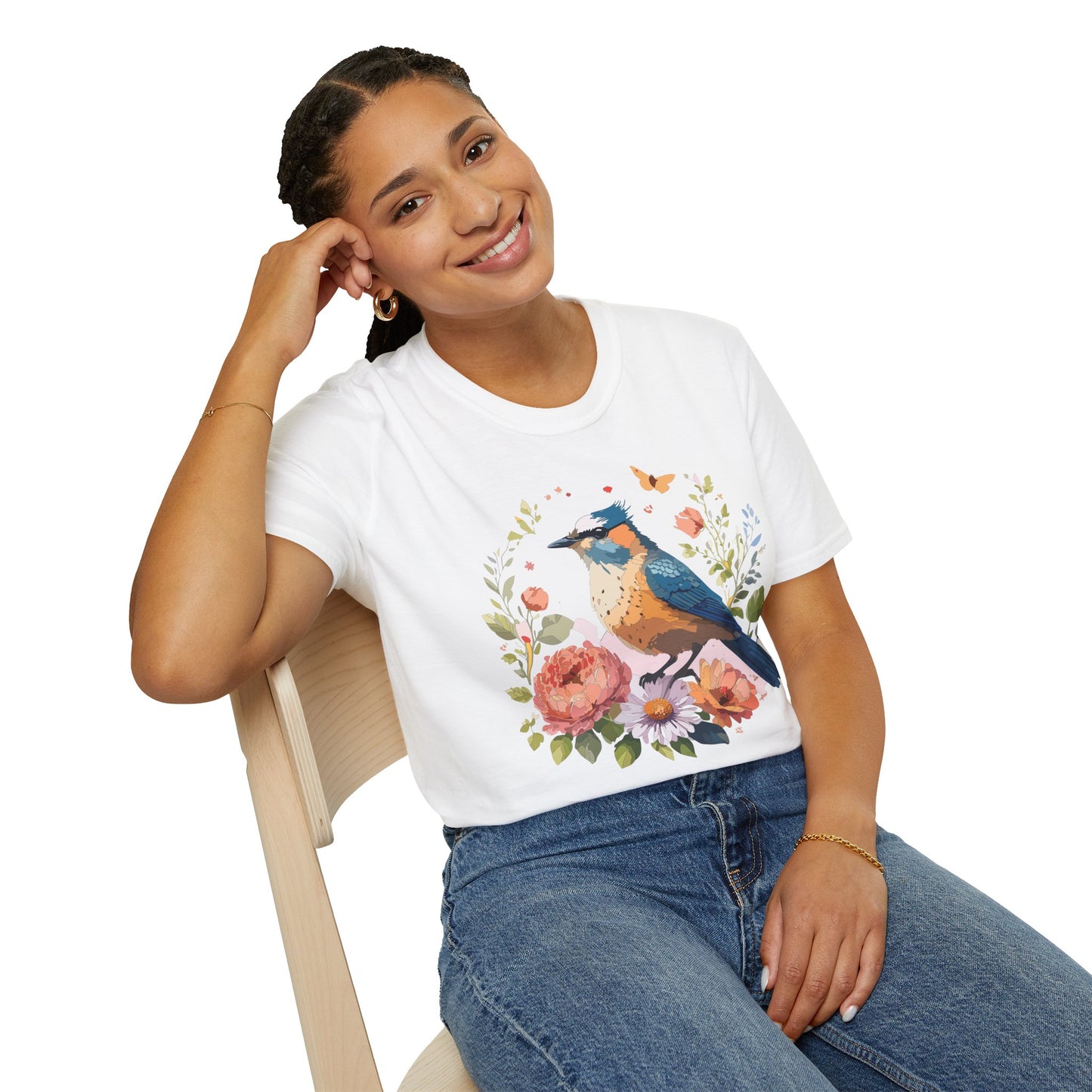 Bird T-Shirt, Floral Bird T Shirt, Shirt with Bird, Shirt with Animal
