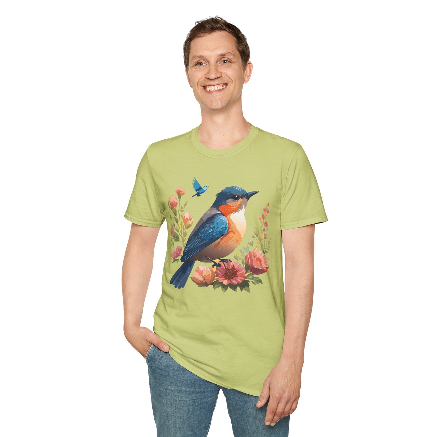Bird T-Shirt, Floral Bird T Shirt, Shirt with Bird, Shirt with Animal